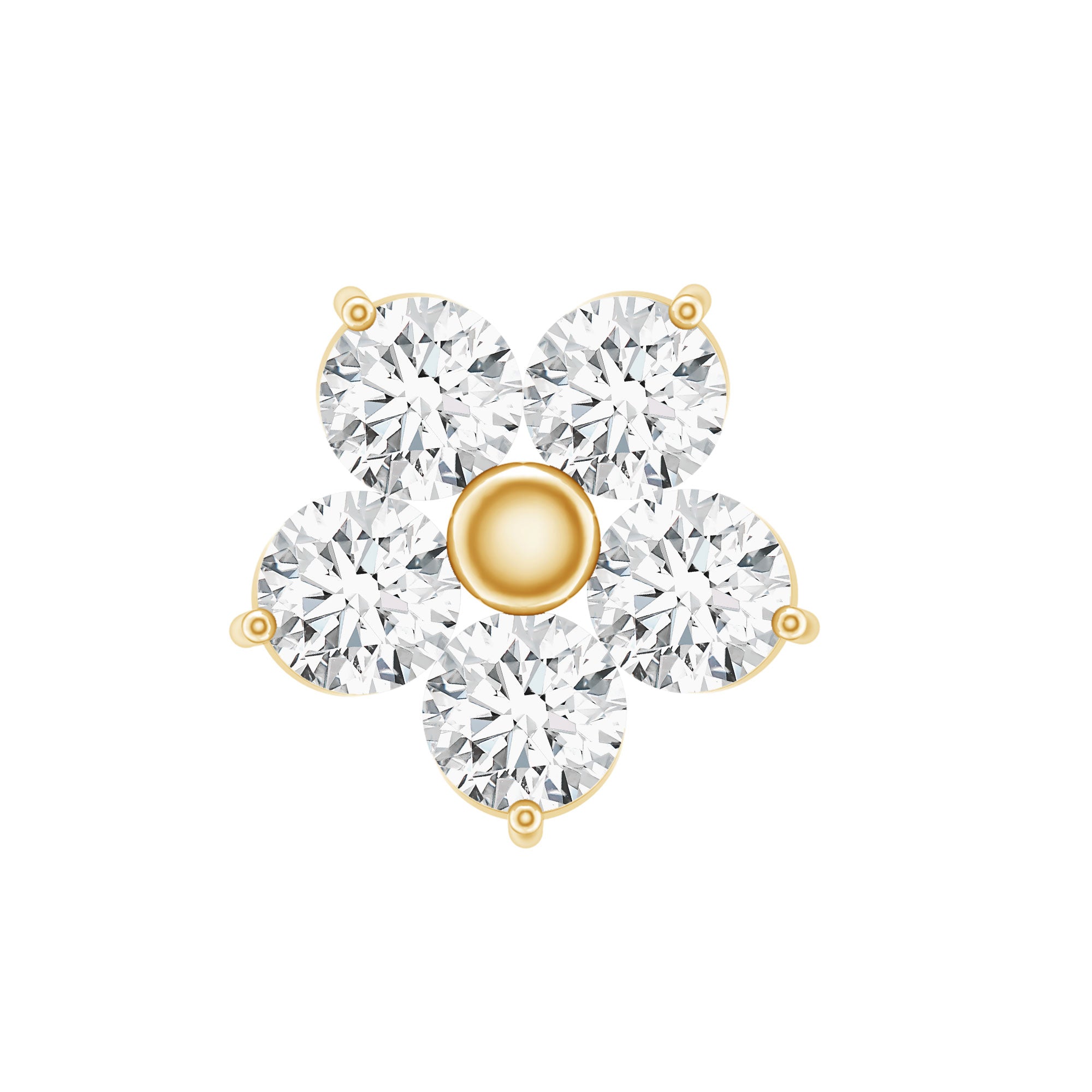 Certified Round Moissanite Flower Earring for Conch Piercing D-VS1 - Rosec Jewels