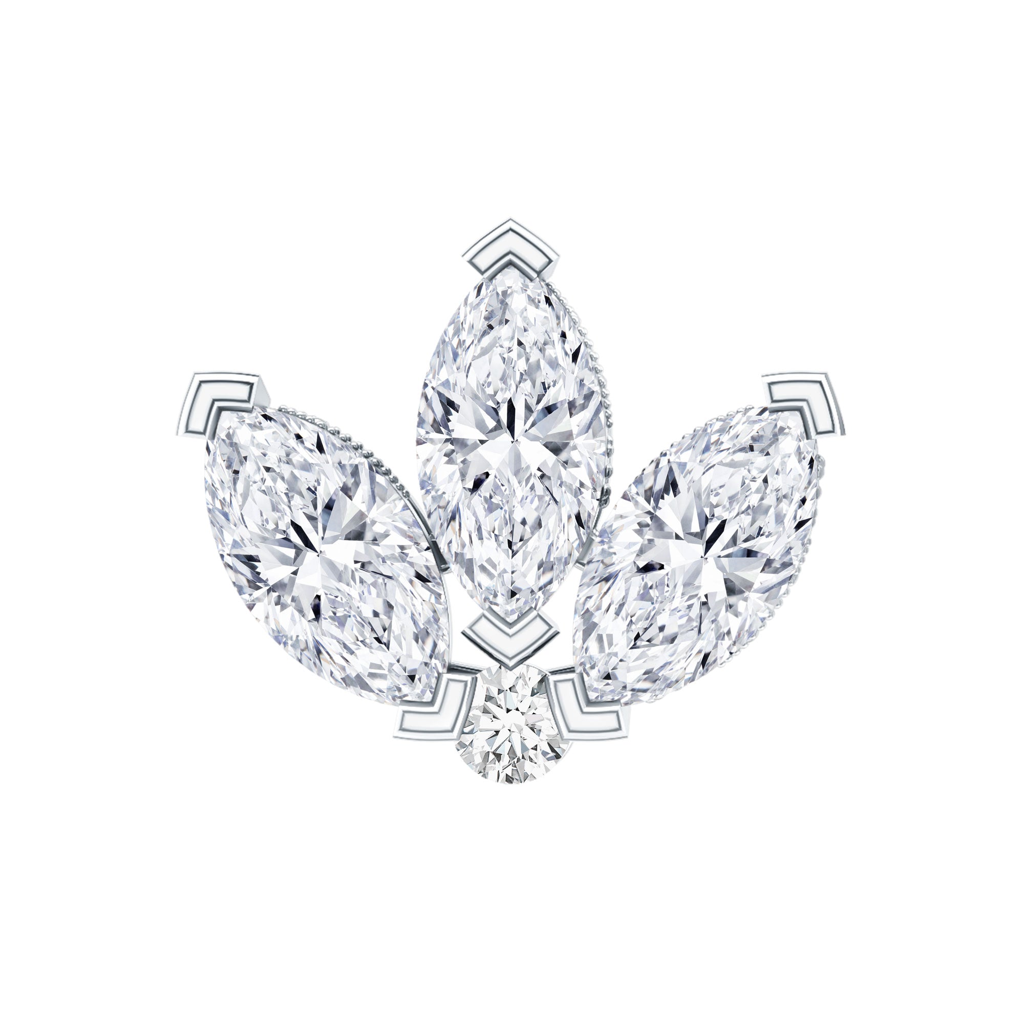 Marquise Diamond Lotus Flower Earring for Helix Piercing Natural - ( HI-SI ) - Rosec Jewels