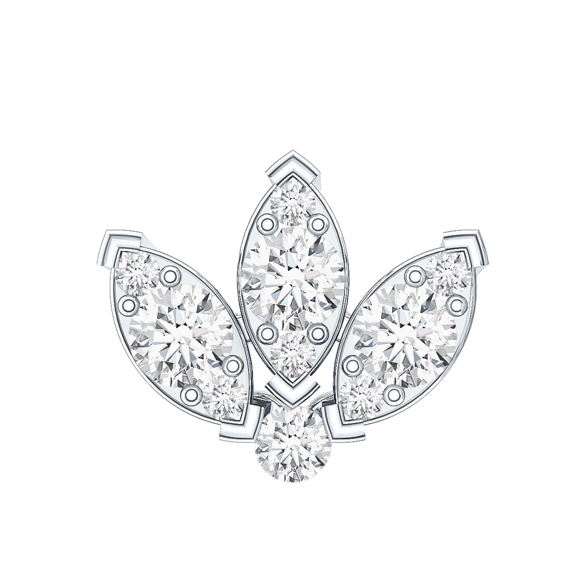 Certified Moissanite Lotus Earring for Cartilage Piercing D-VS1 - Rosec Jewels