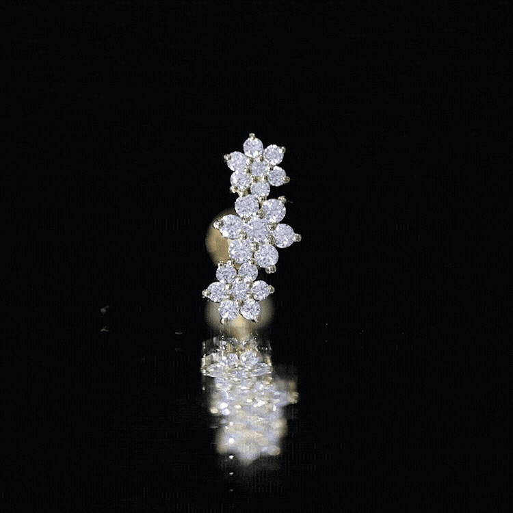 Certified Moissanite Floral Ear Climber Earring D-VS1 - Rosec Jewels