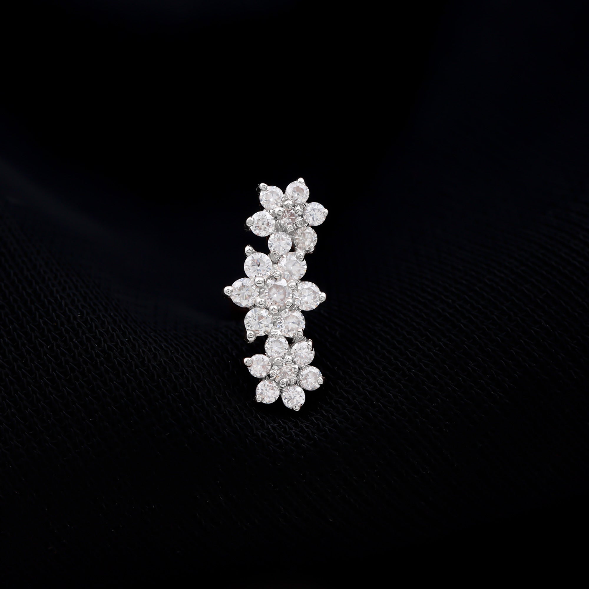 Certified Moissanite Floral Ear Climber Earring D-VS1 - Rosec Jewels