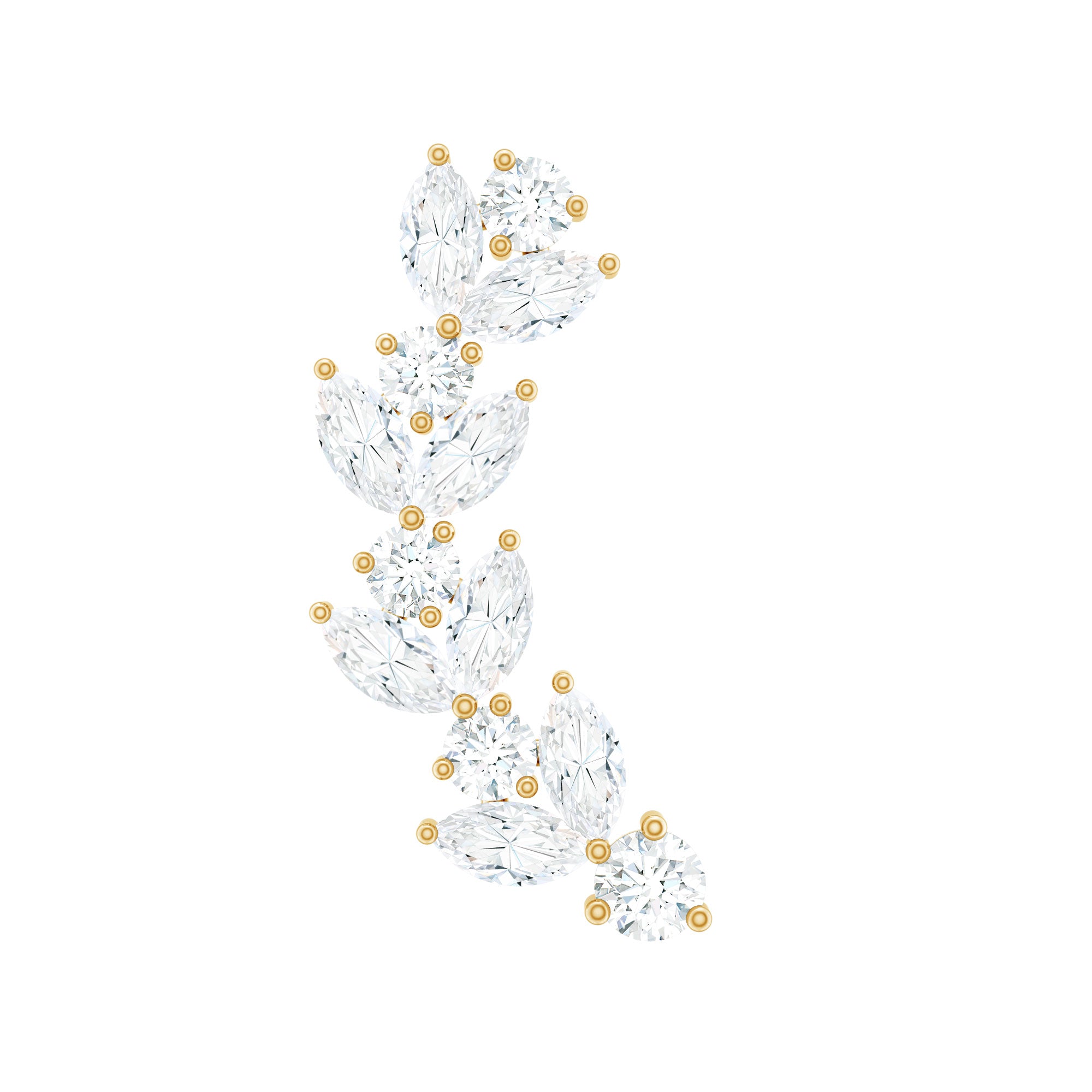 Nature Inspired Diamond Leaf Crawler Helix Earring Natural - ( HI-SI ) - Rosec Jewels