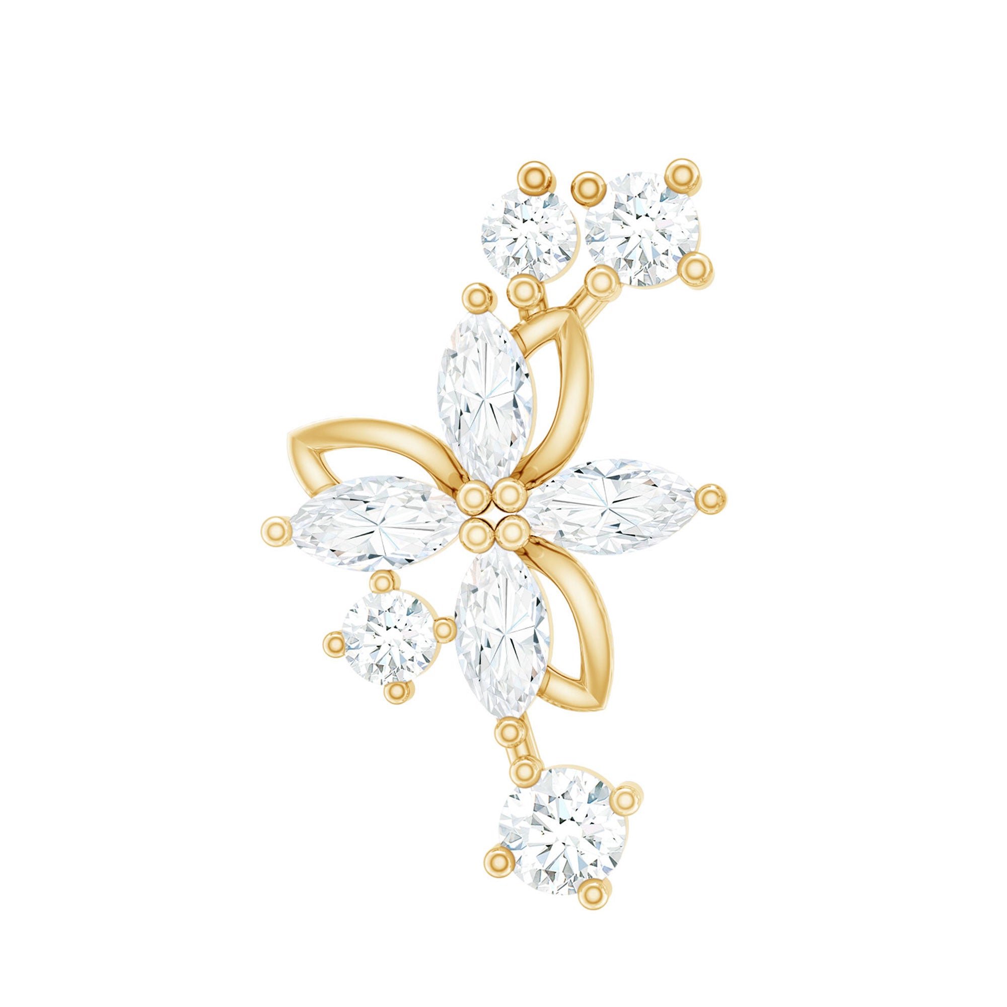 Diamond Flower Crawler Earring
