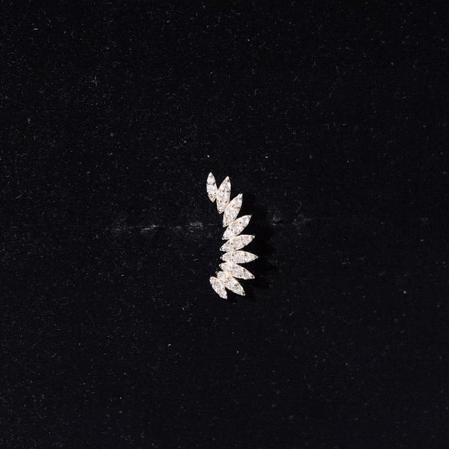Diamond Wing Crawler Earring for Helix Piercing Natural - ( HI-SI ) - Rosec Jewels