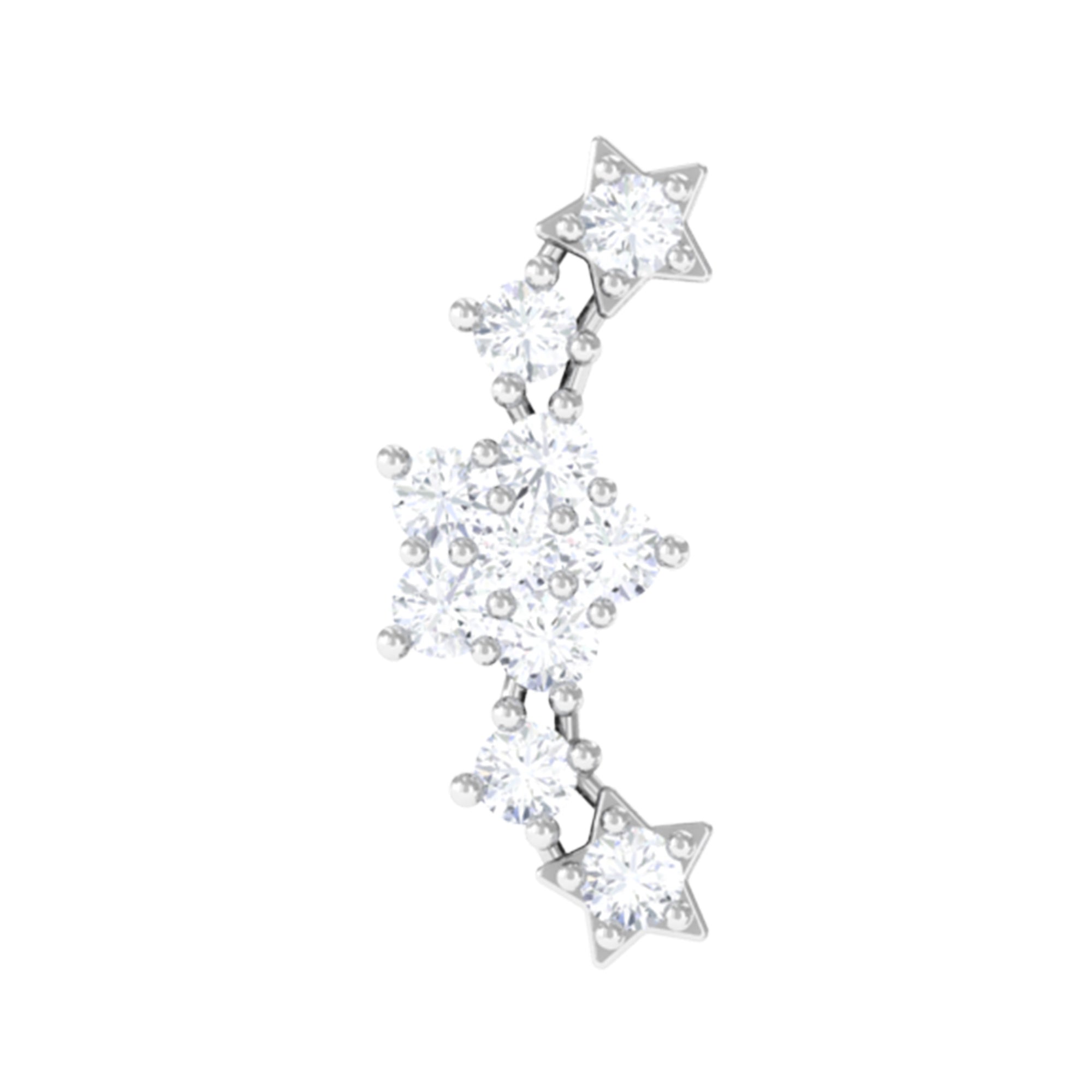 Unique Moissanite Star Crawler Earring for Helix Piercing D-VS1 - Rosec Jewels