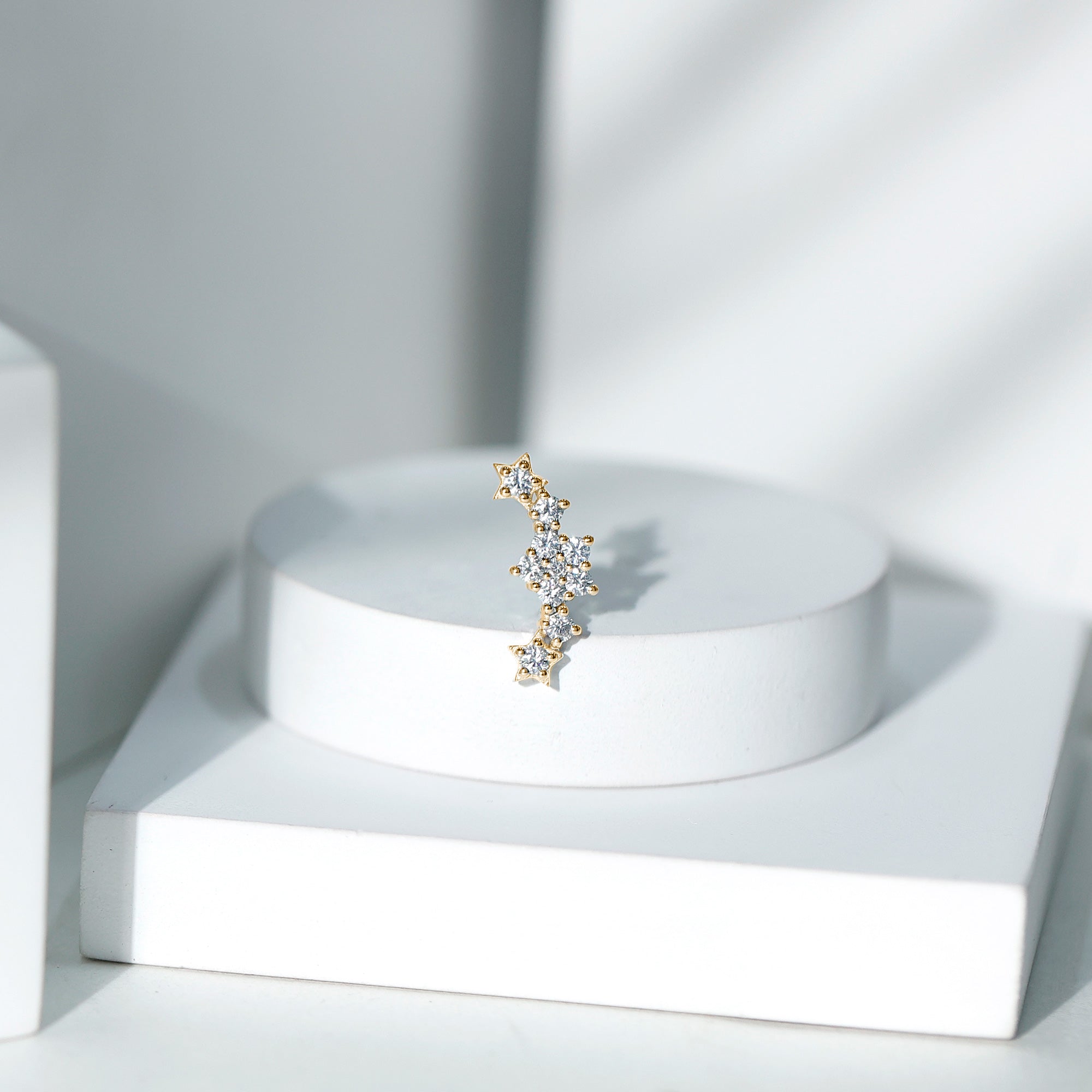 Unique Moissanite Star Crawler Earring for Helix Piercing D-VS1 - Rosec Jewels