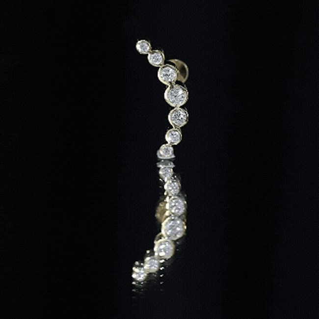 Graduated Bezel Set Moissanite Curved Crawler Earring D-VS1 - Rosec Jewels
