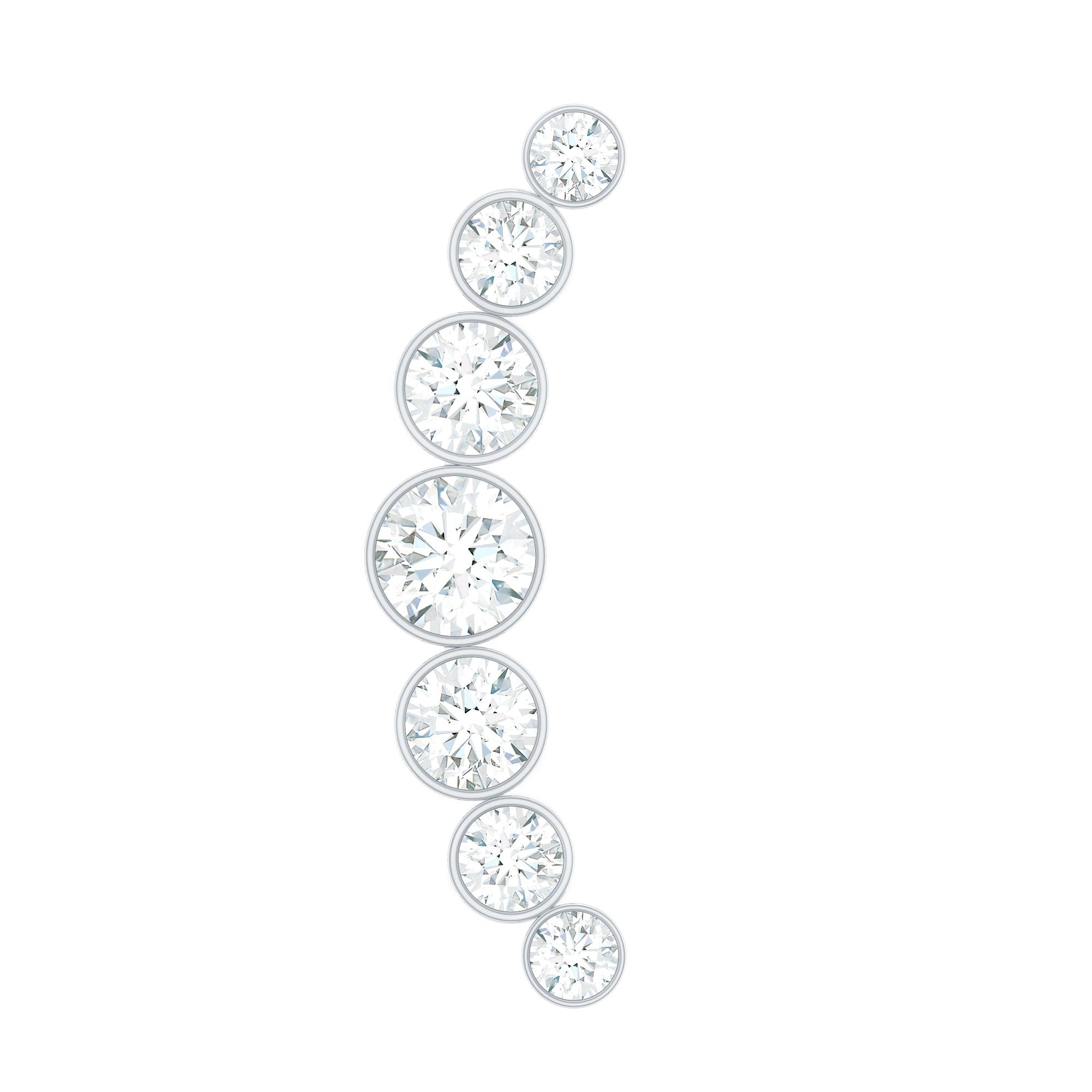 Graduated Bezel Set Moissanite Curved Crawler Earring D-VS1 - Rosec Jewels