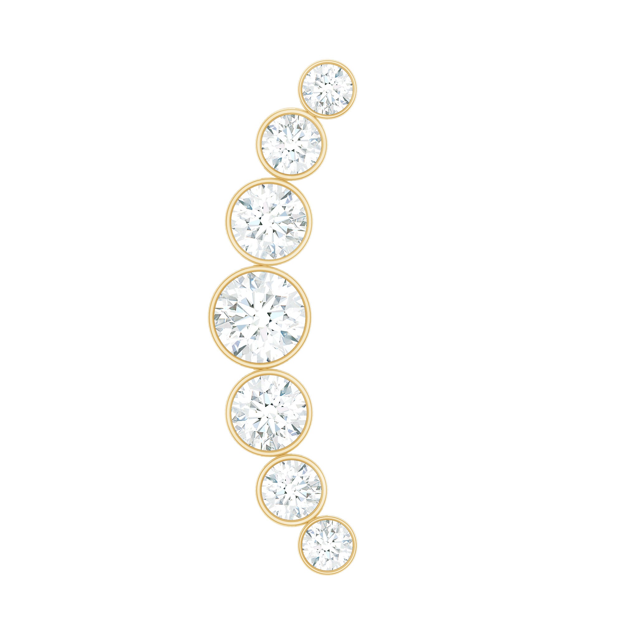 Graduated Bezel Set Moissanite Curved Crawler Earring D-VS1 - Rosec Jewels