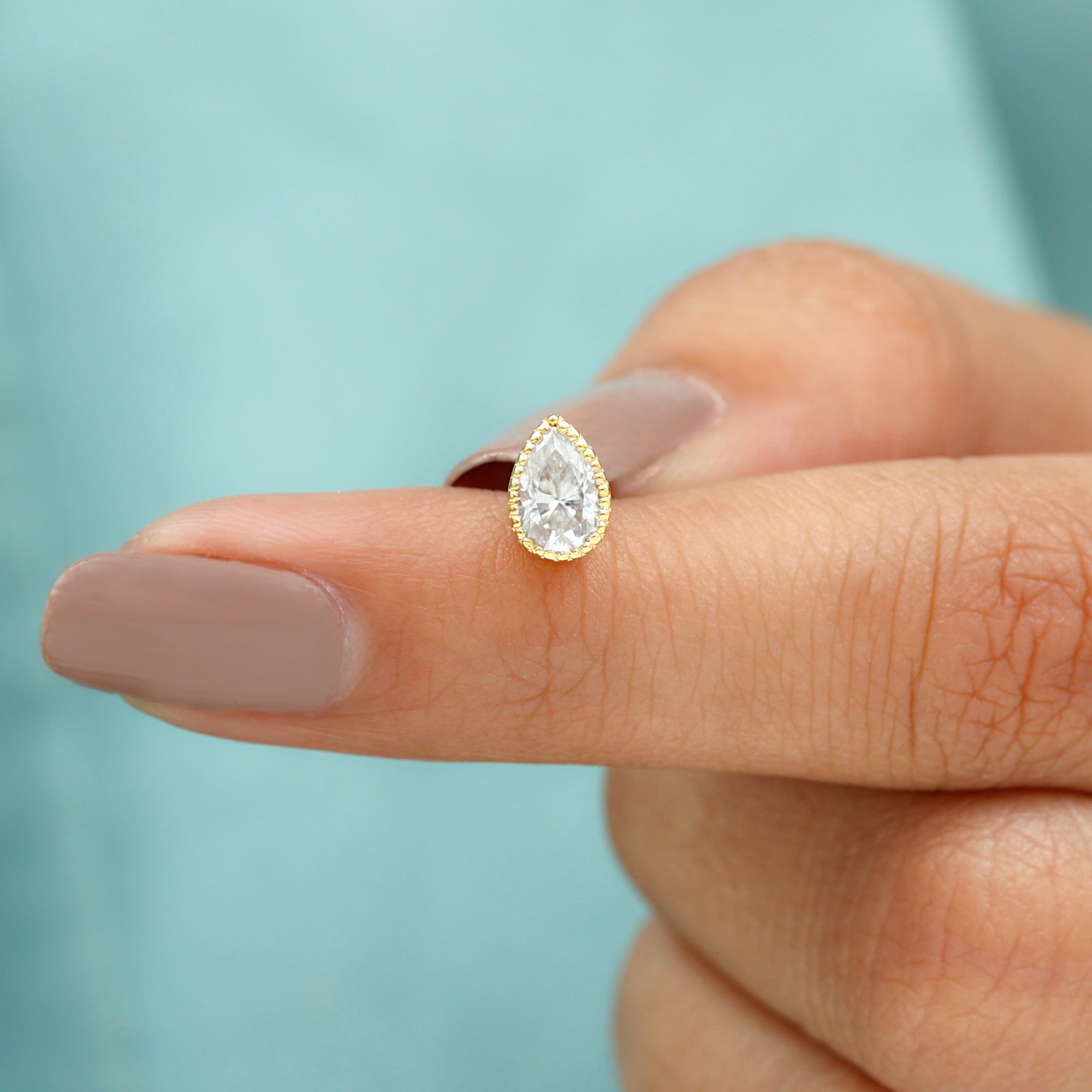 Rosec Jewels-Solitaire Diamond Teardrop Stud Earring for Helix Piercing