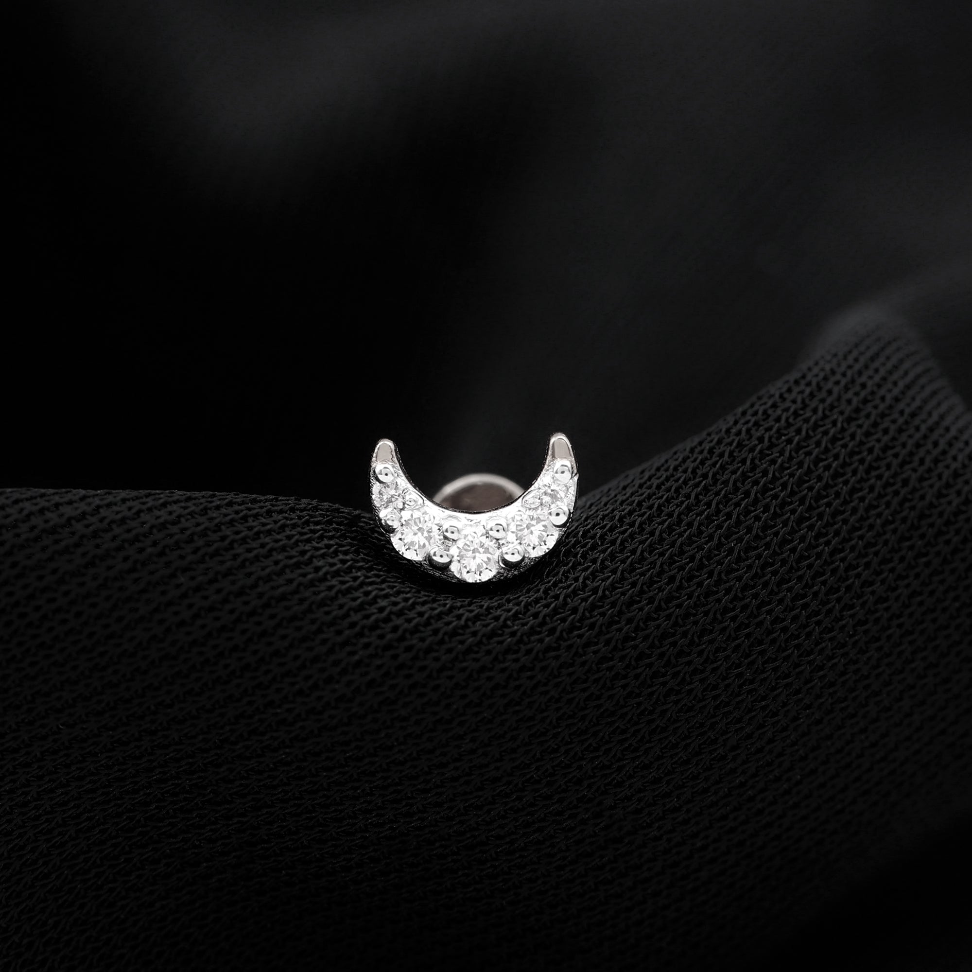 Moissanite Crescent Moon Helix Earring for Women D-VS1 - Rosec Jewels