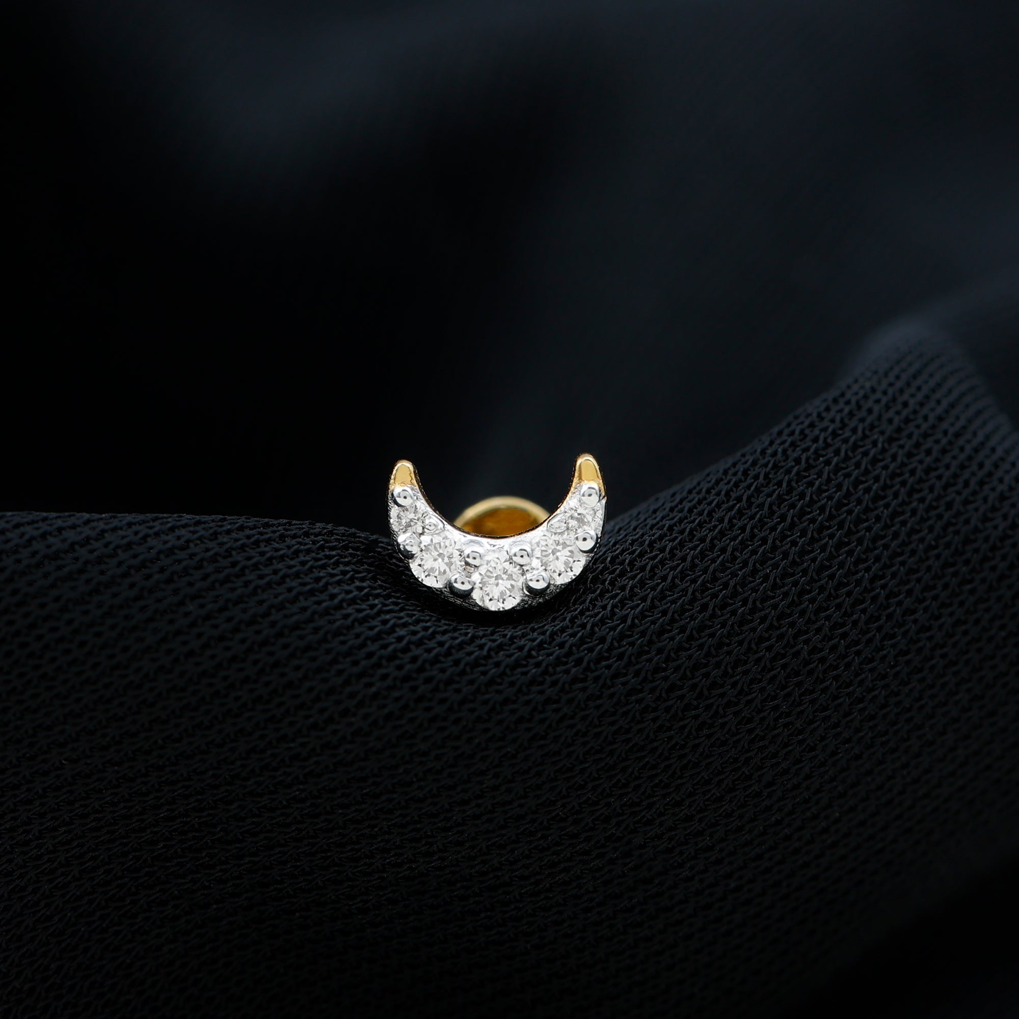 Moissanite Crescent Moon Helix Earring for Women D-VS1 - Rosec Jewels
