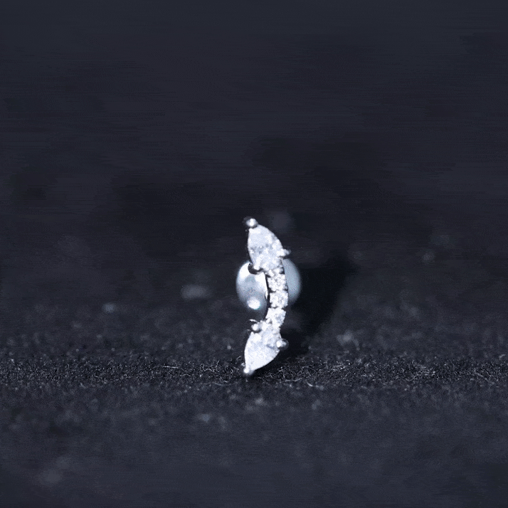 Certified Moissanite Curved Cartilage Earring D-VS1 - Rosec Jewels