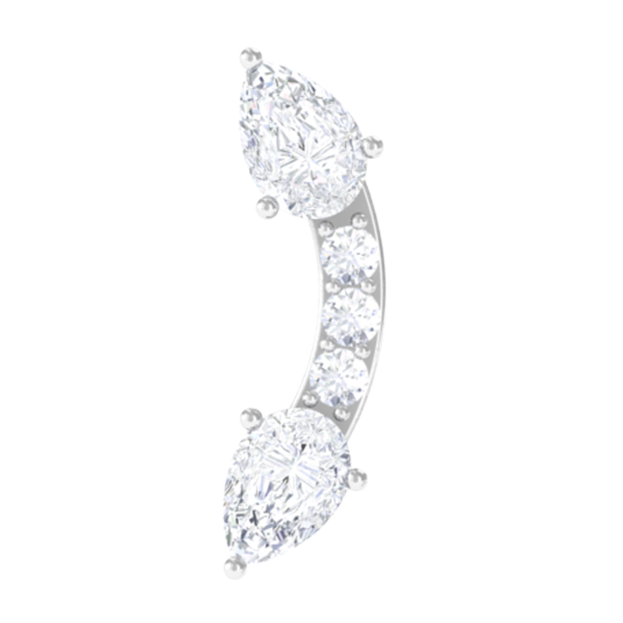 Certified Moissanite Curved Cartilage Earring D-VS1 - Rosec Jewels