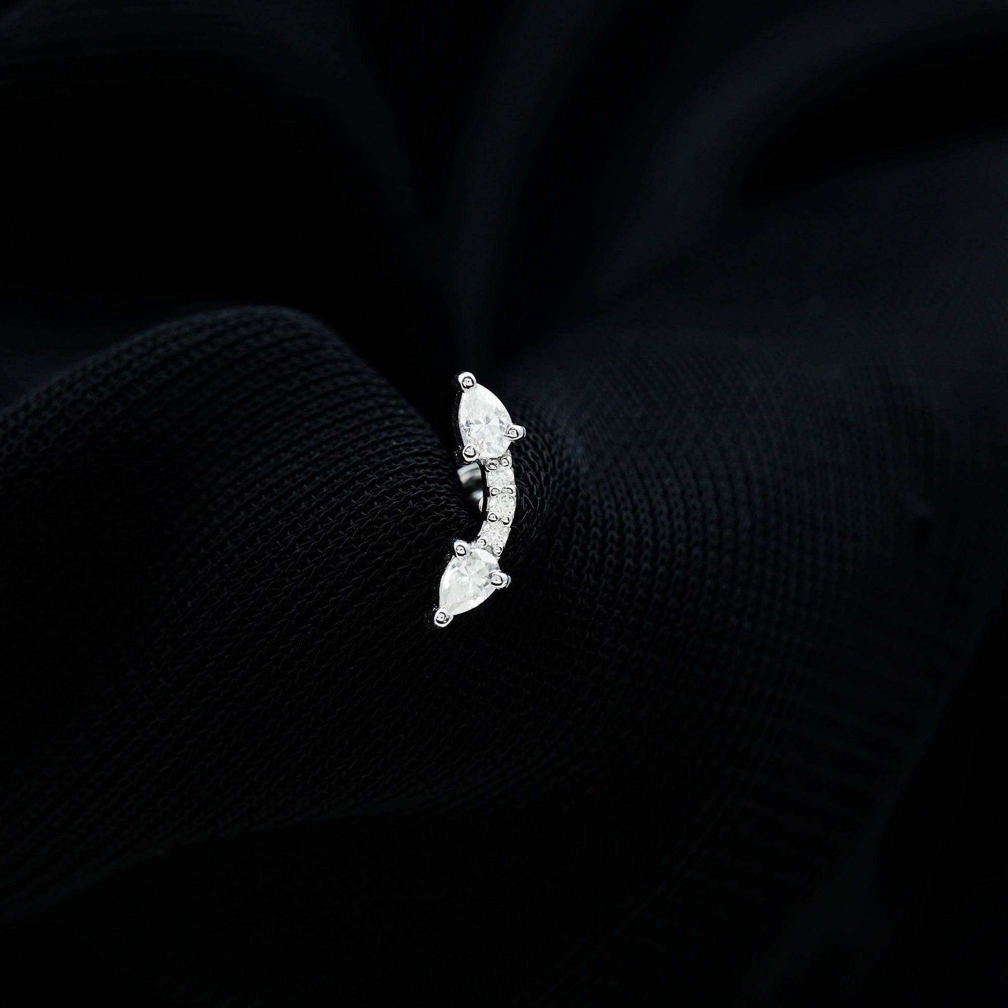 Certified Moissanite Curved Cartilage Earring D-VS1 - Rosec Jewels