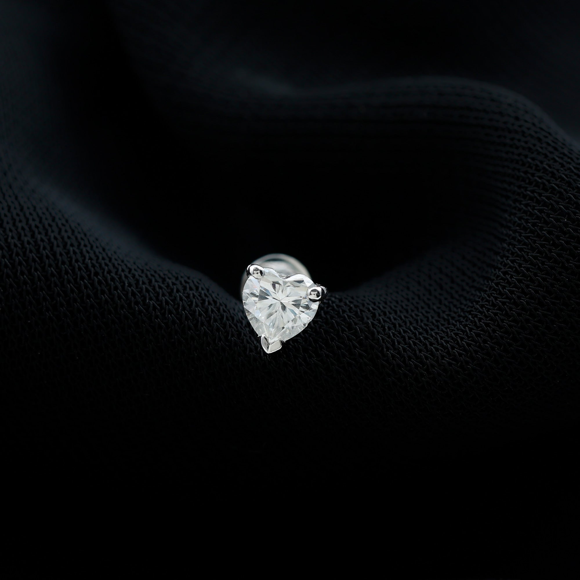 Heart Shape Moissanite Earring for Tragus Piercing D-VS1 - Rosec Jewels