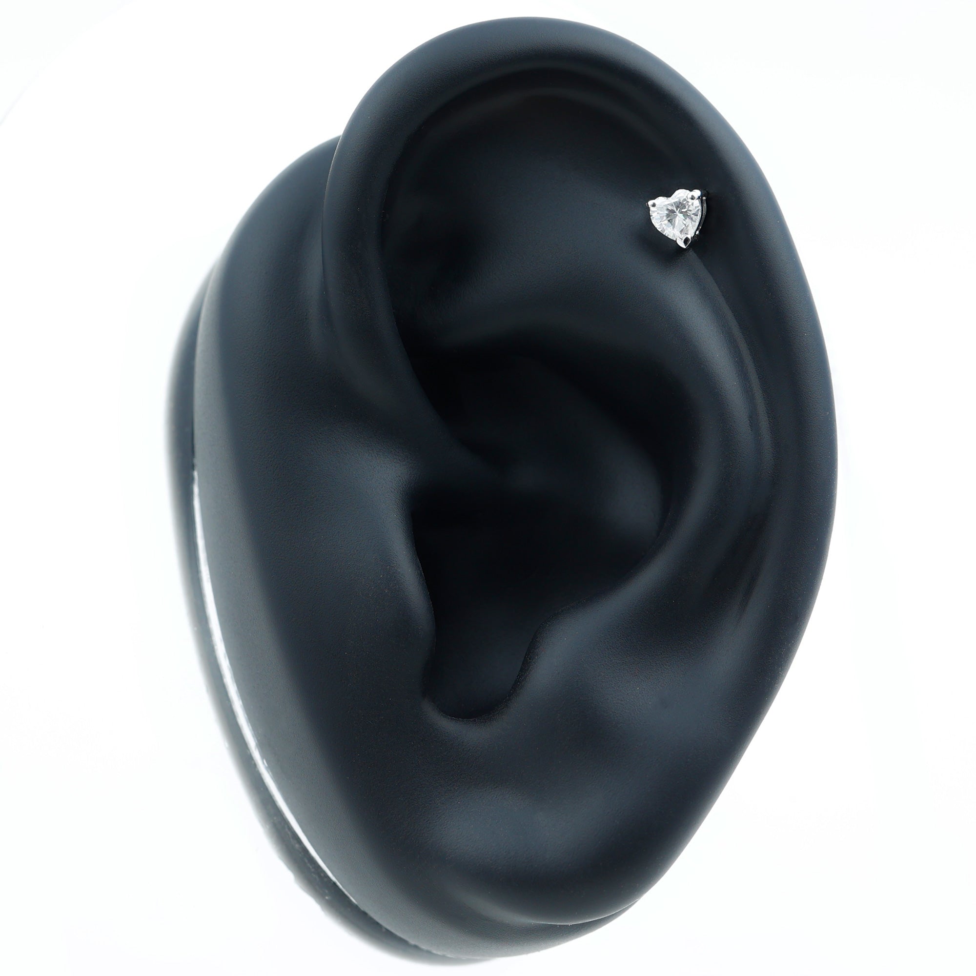 Heart Shape Moissanite Earring for Tragus Piercing D-VS1 - Rosec Jewels