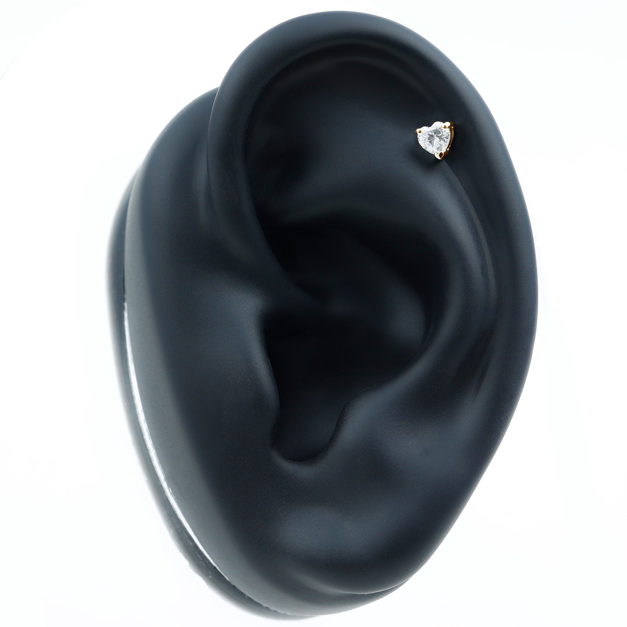 Heart Shape Moissanite Earring for Tragus Piercing D-VS1 - Rosec Jewels