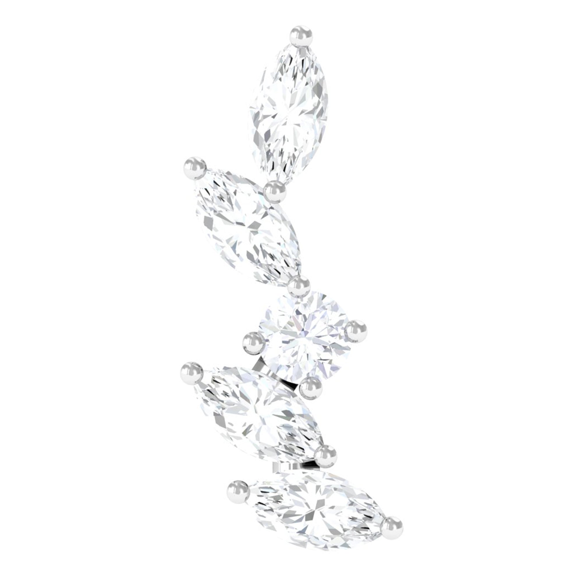 Marquise Shape Diamond Leaf Crawler Helix Earring Natural - ( HI-SI ) - Rosec Jewels