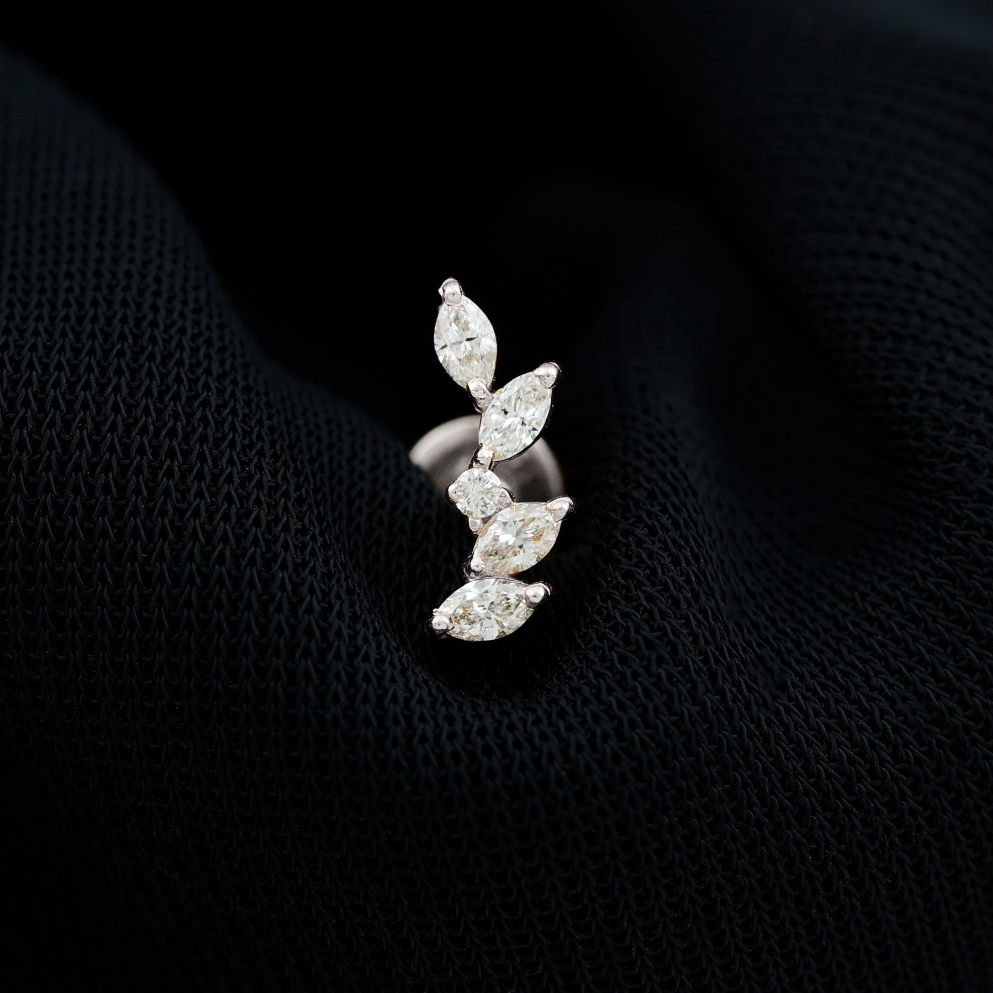 Marquise Shape Diamond Leaf Crawler Helix Earring Natural - ( HI-SI ) - Rosec Jewels