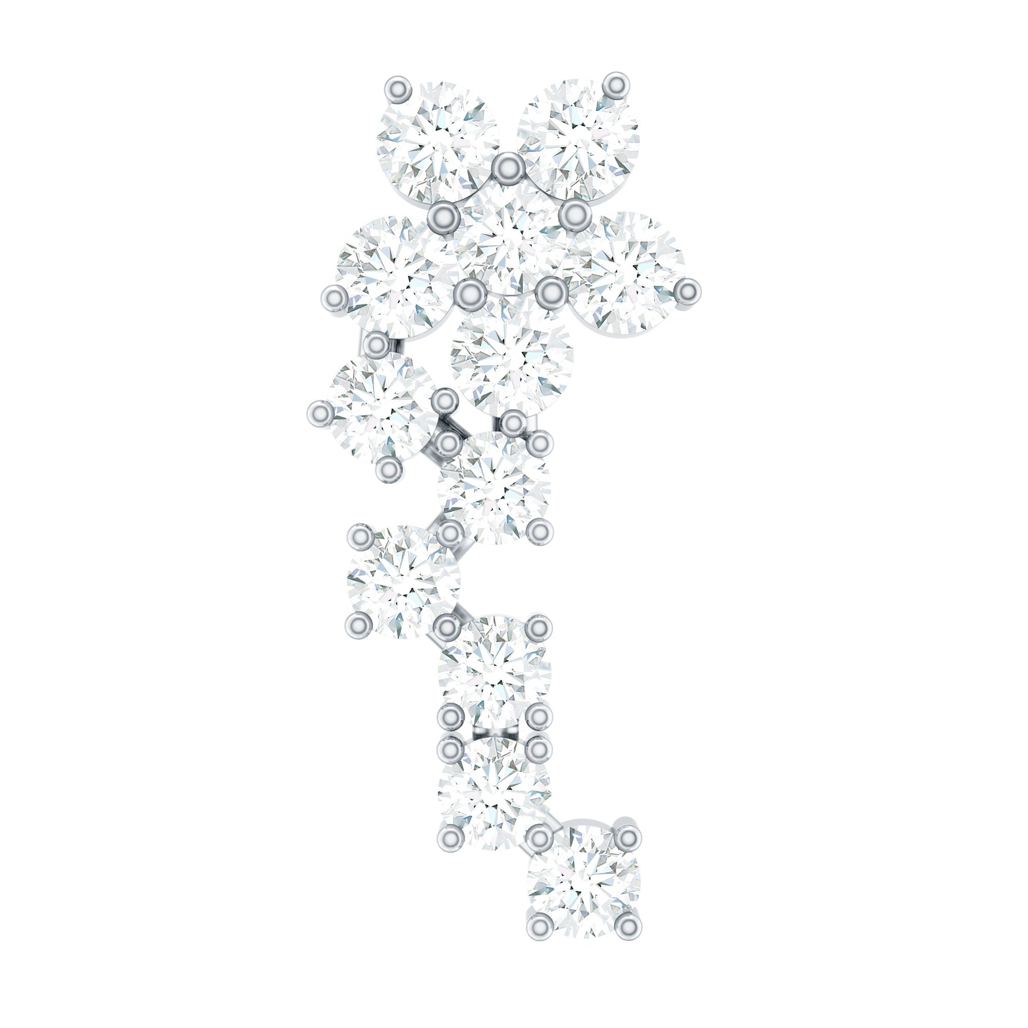 Moissanite Ear Crawler Earring for Cartilage Piercing D-VS1 - Rosec Jewels