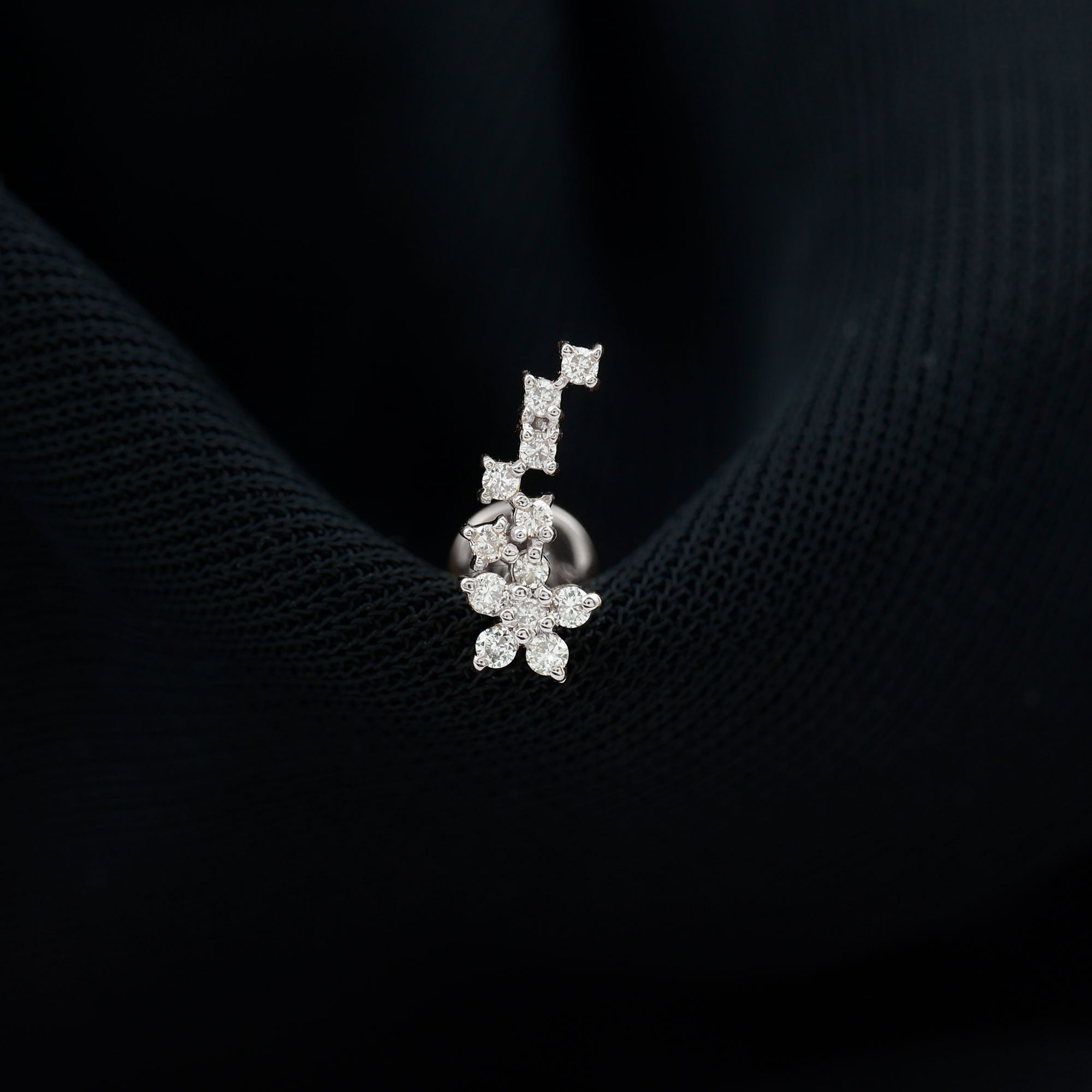 Moissanite Ear Crawler Earring for Cartilage Piercing D-VS1 - Rosec Jewels