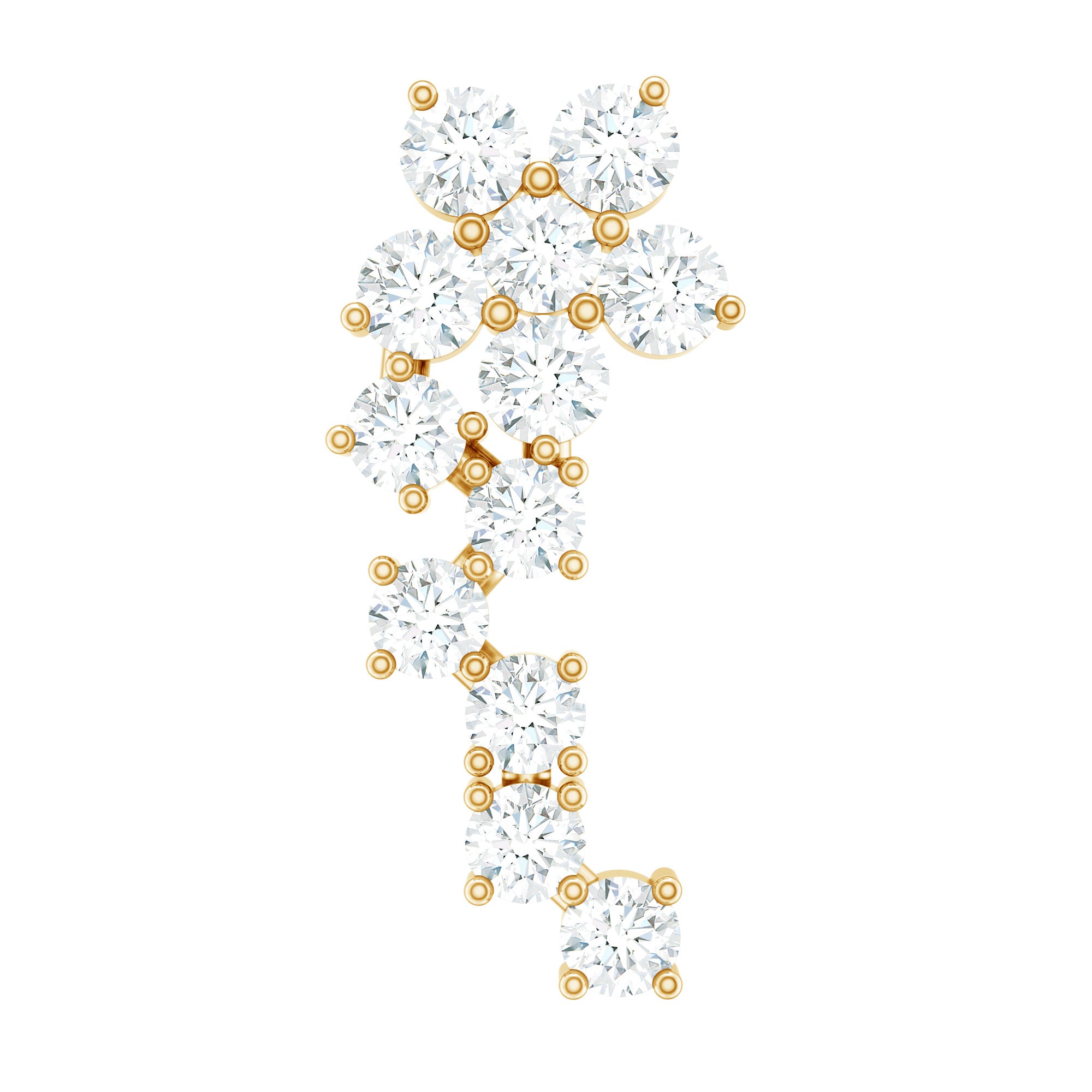 Moissanite Ear Crawler Earring for Cartilage Piercing D-VS1 - Rosec Jewels