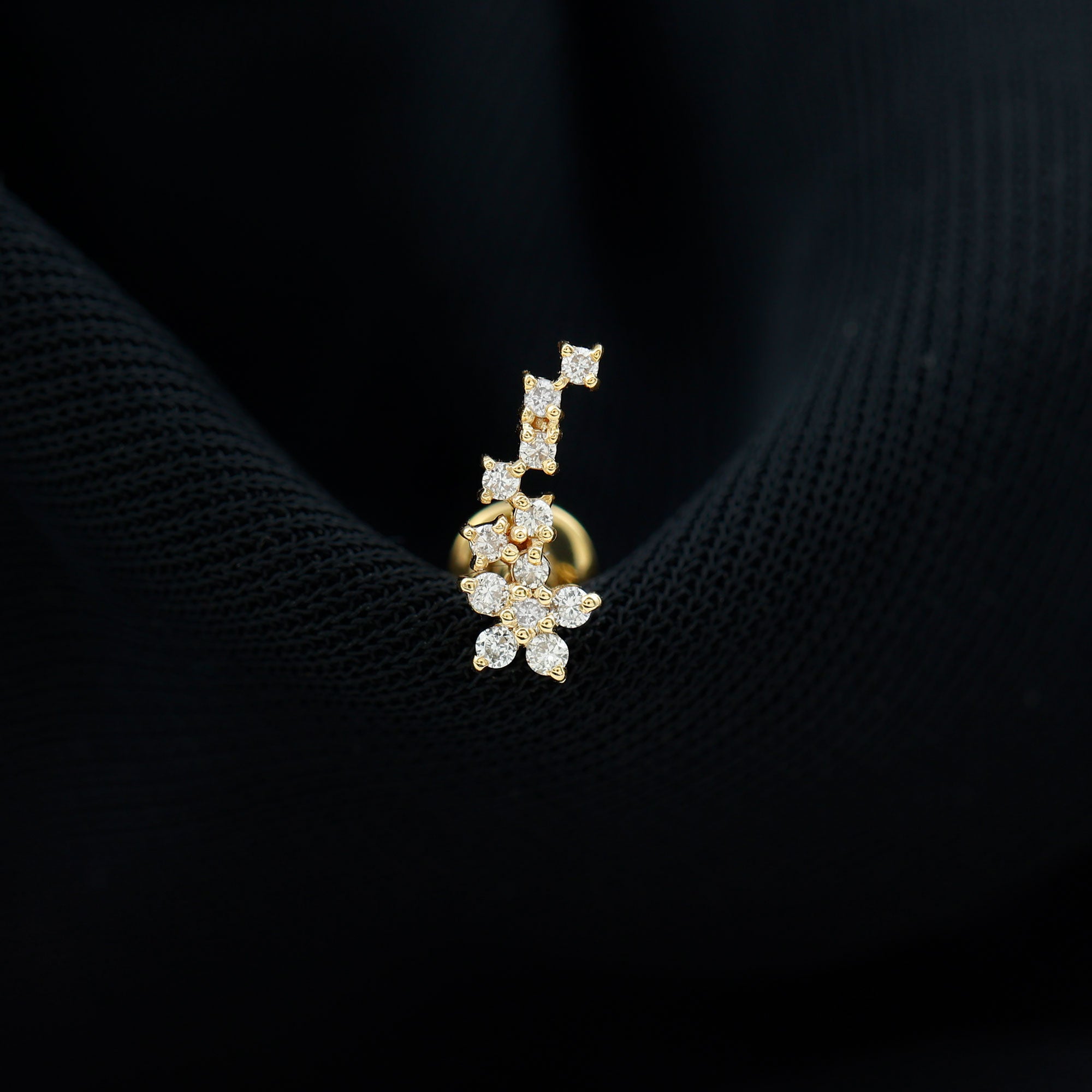 Moissanite Ear Crawler Earring for Cartilage Piercing D-VS1 - Rosec Jewels