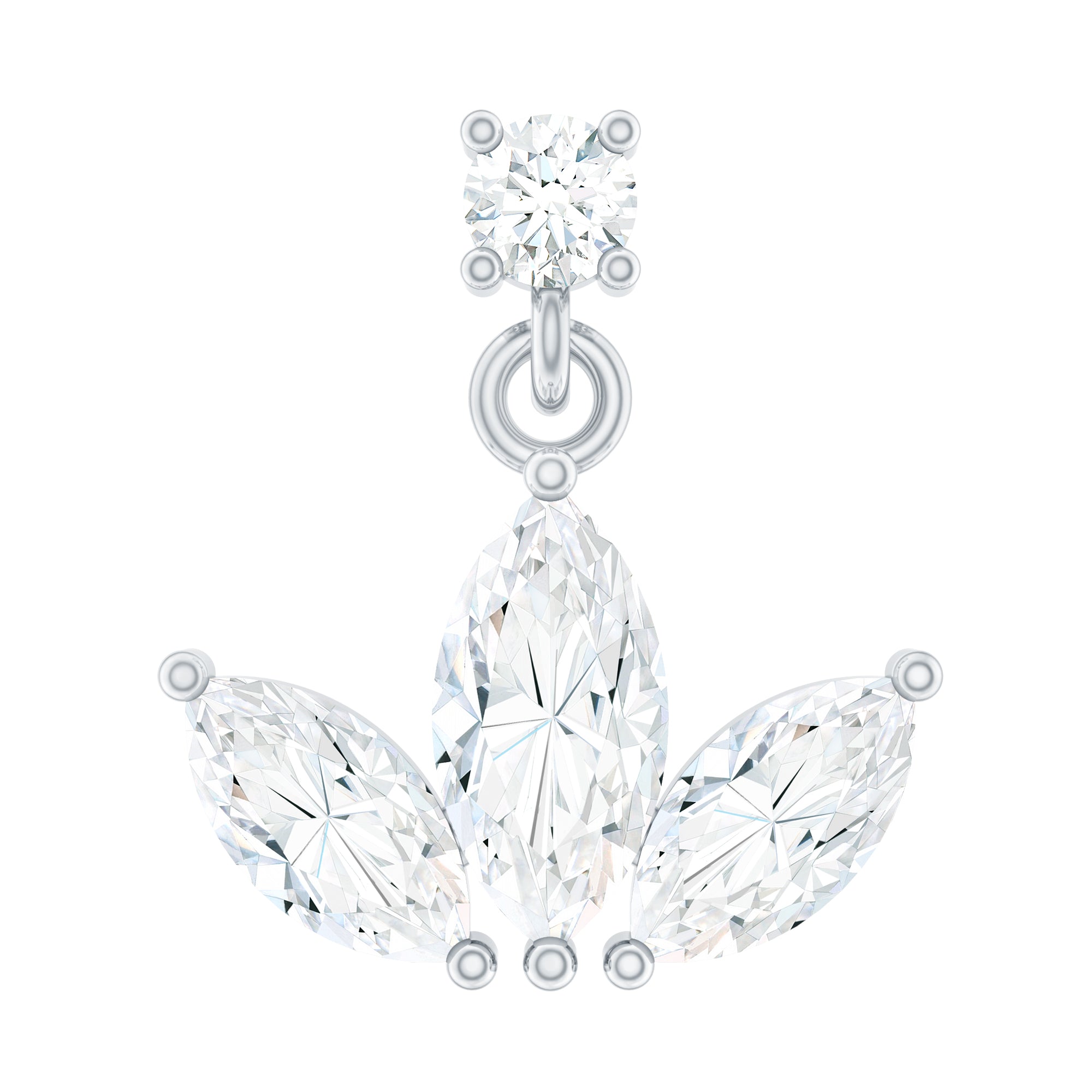 Marquise Cut Moissanite Lotus Flower Drop Helix Earring D-VS1 - Rosec Jewels