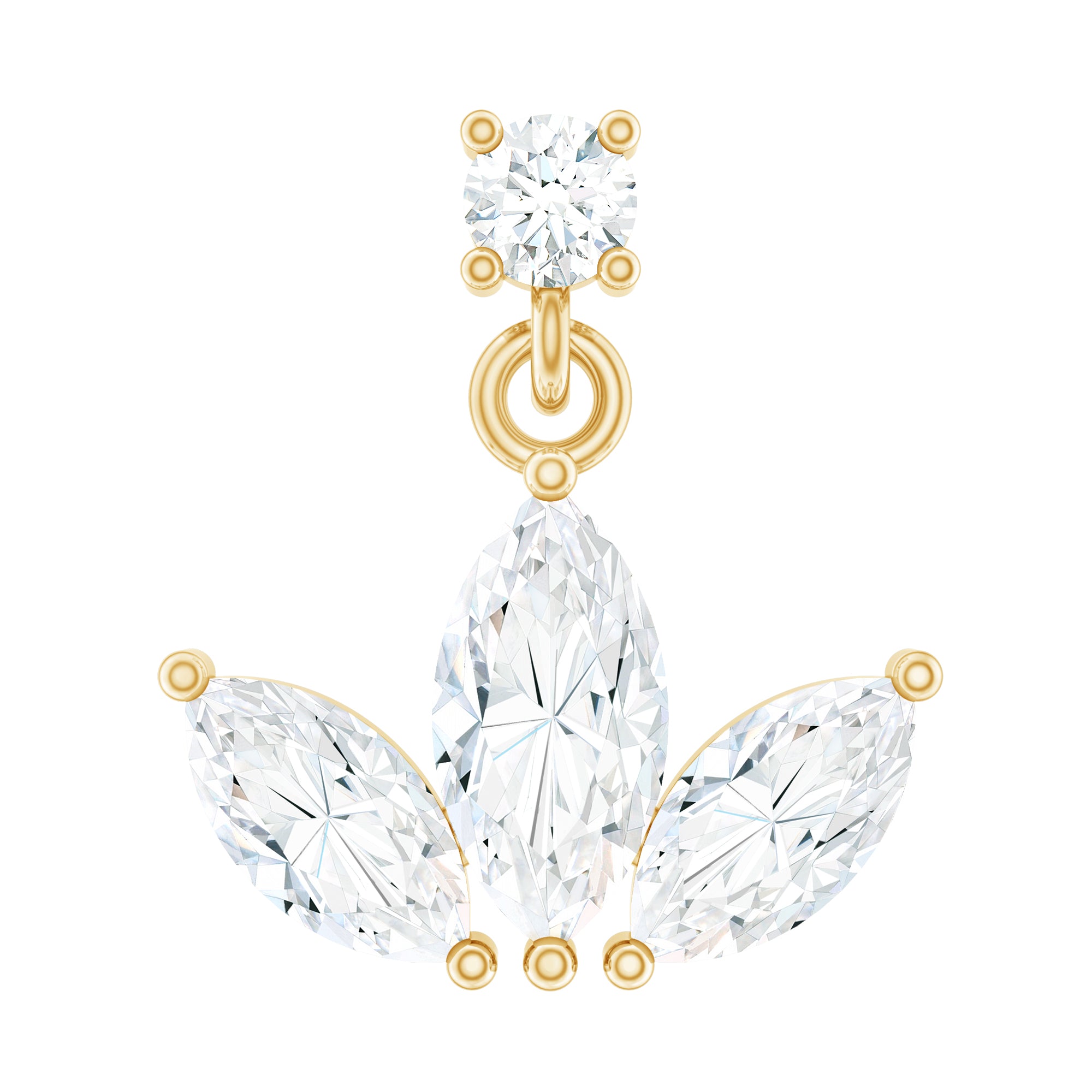 Marquise Cut Moissanite Lotus Flower Drop Helix Earring D-VS1 - Rosec Jewels