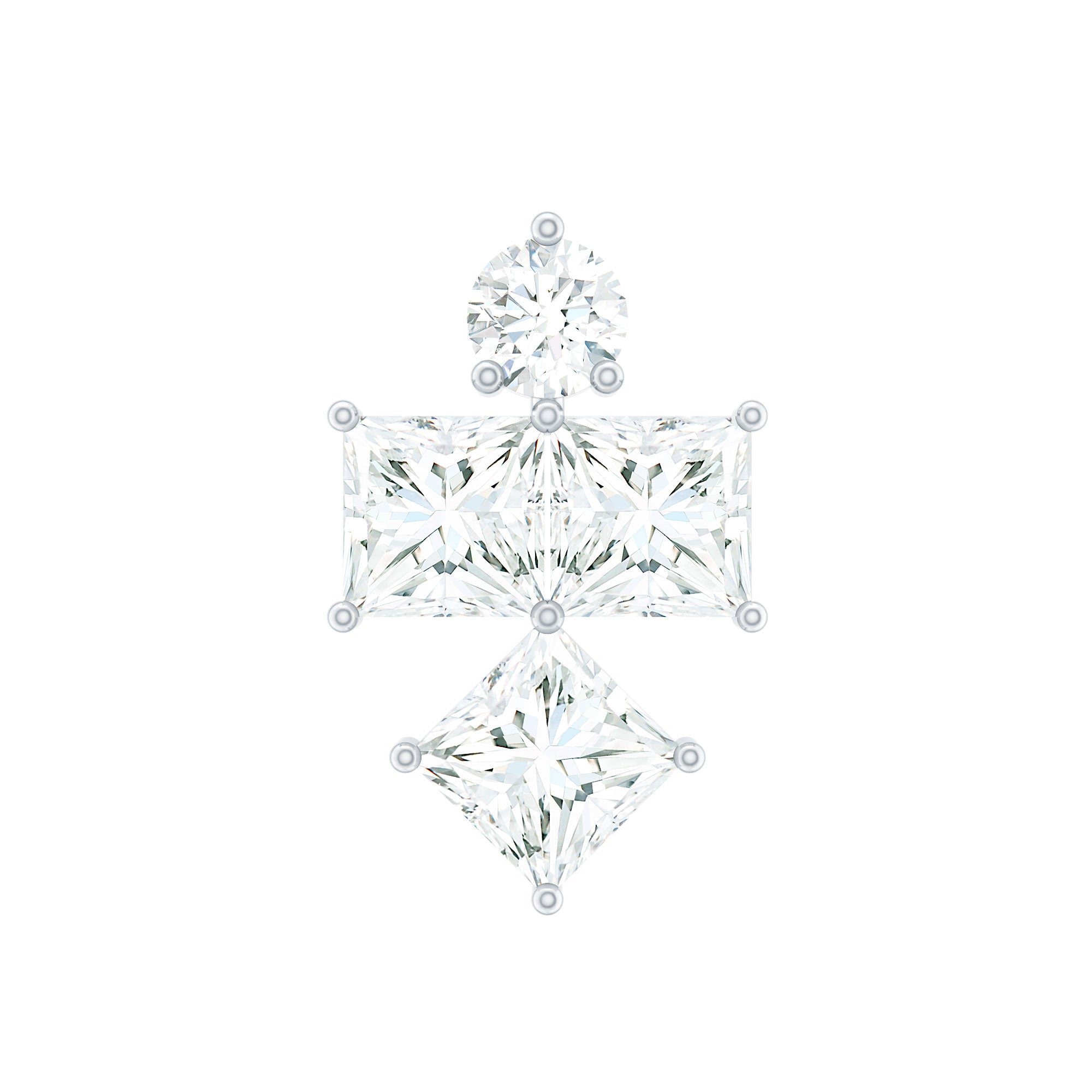 Round and Princess Cut Moissanite Cluster Helix Earring D-VS1 - Rosec Jewels