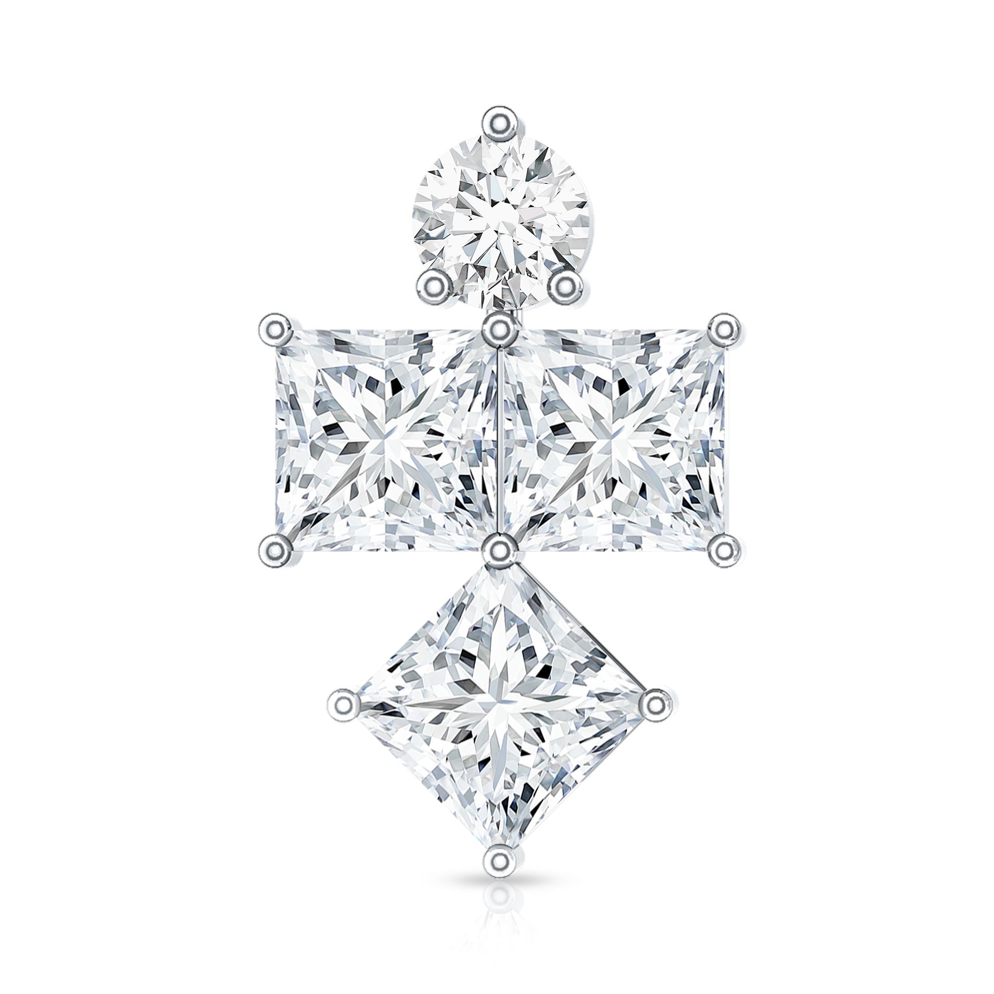 Round and Princess Cut Moissanite Cluster Helix Earring D-VS1 - Rosec Jewels