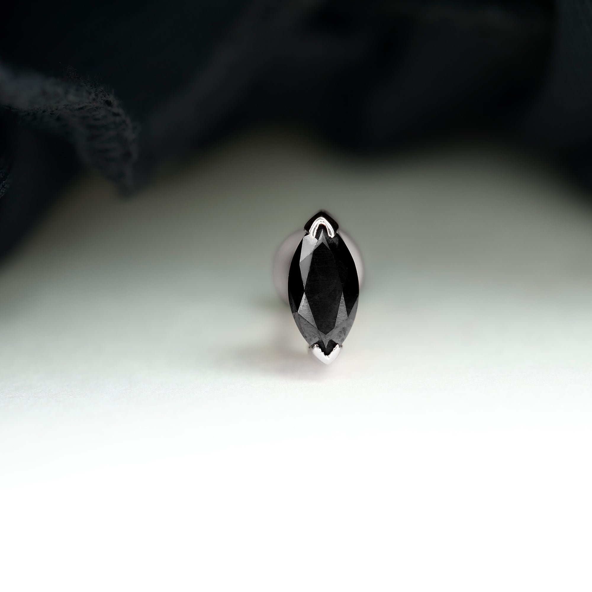 Natural 0.74 Carat Marquise Shape Black Onyx Conch Earring AAA - Rosec Jewels
