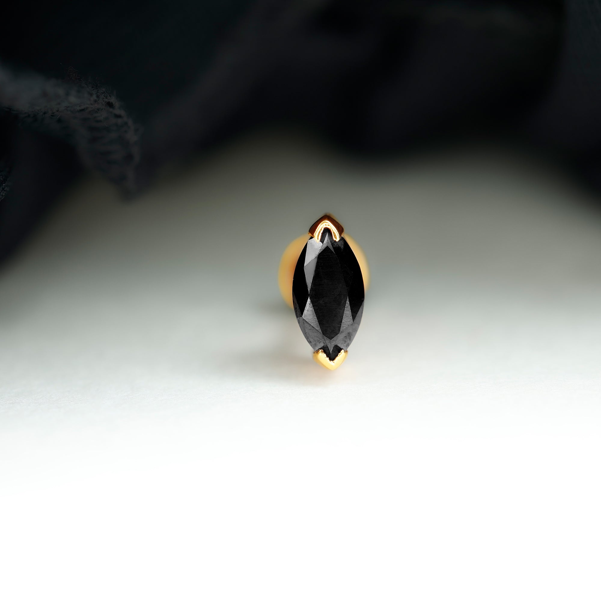 Natural 0.74 Carat Marquise Shape Black Onyx Conch Earring AAA - Rosec Jewels