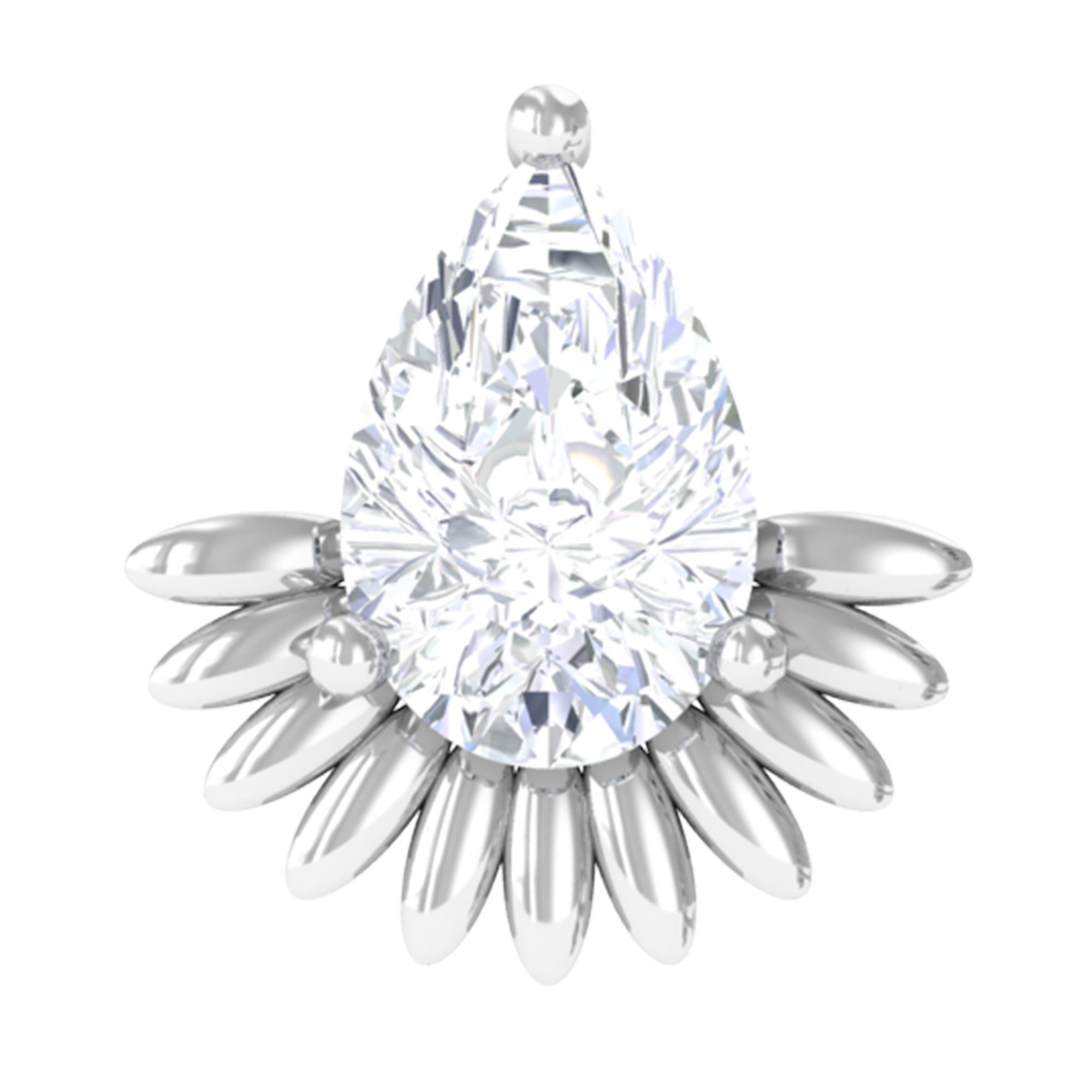 Pear Shape Moissanite Unique Cartilage Earring D-VS1 - Rosec Jewels