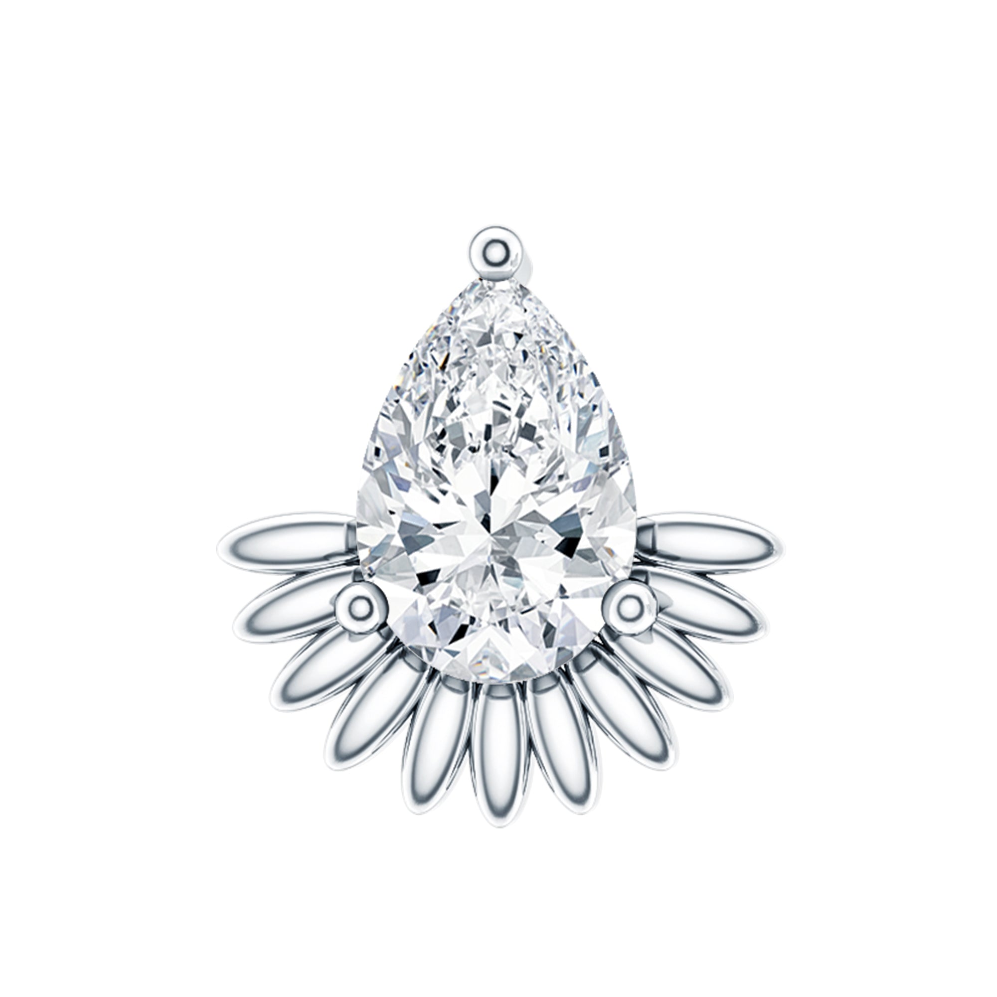 Pear Shape Moissanite Unique Cartilage Earring D-VS1 - Rosec Jewels