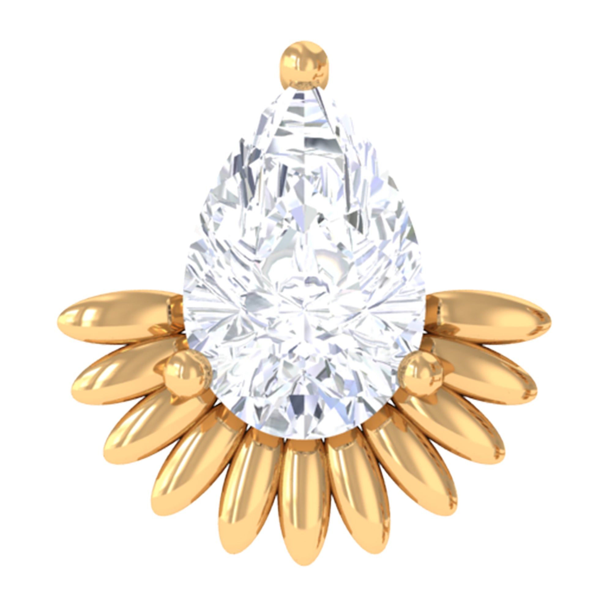 Pear Shape Moissanite Unique Cartilage Earring D-VS1 - Rosec Jewels