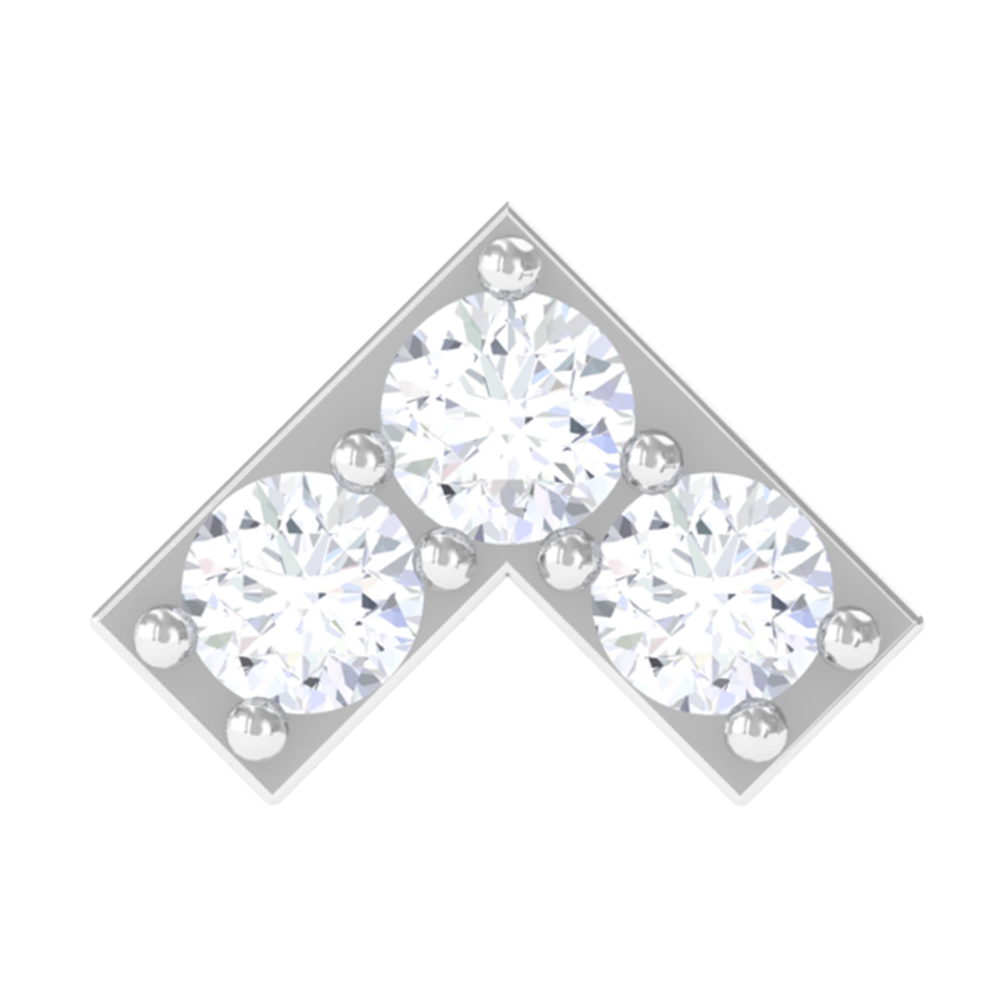 Round Moissanite Chevron Tragus Earring for Women D-VS1 - Rosec Jewels