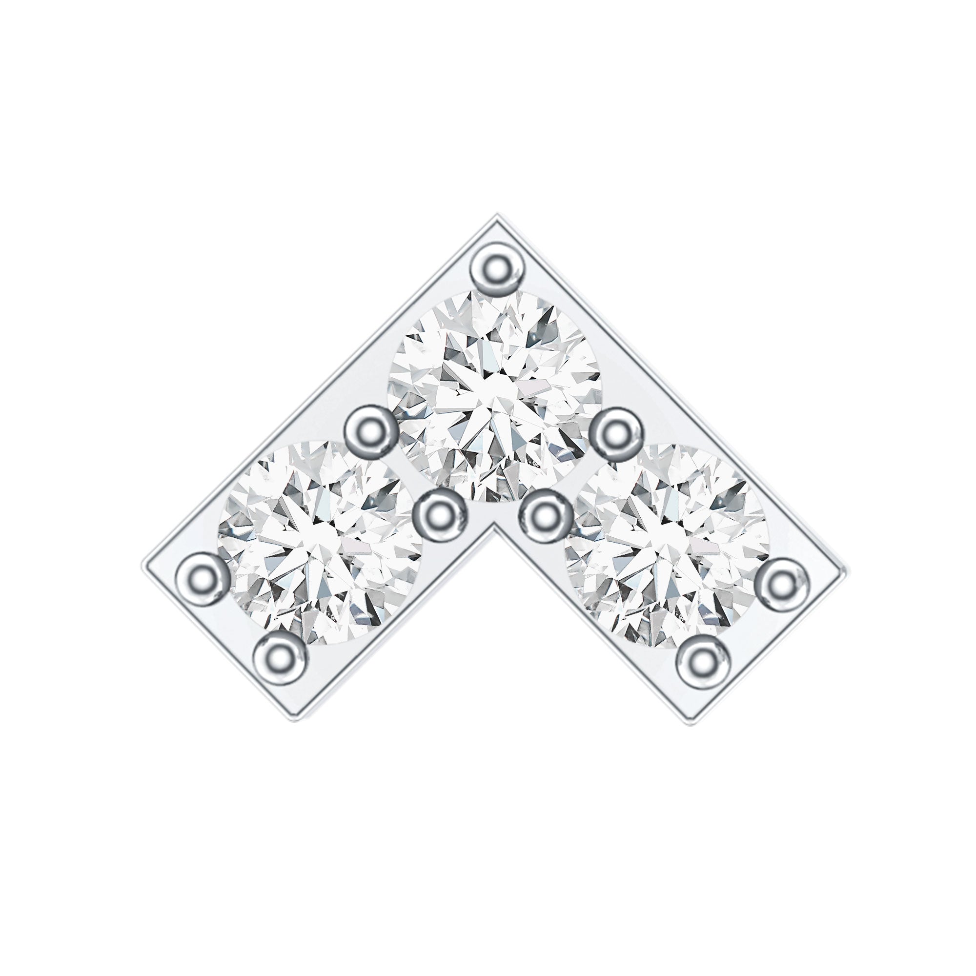 Round Moissanite Chevron Tragus Earring for Women D-VS1 - Rosec Jewels