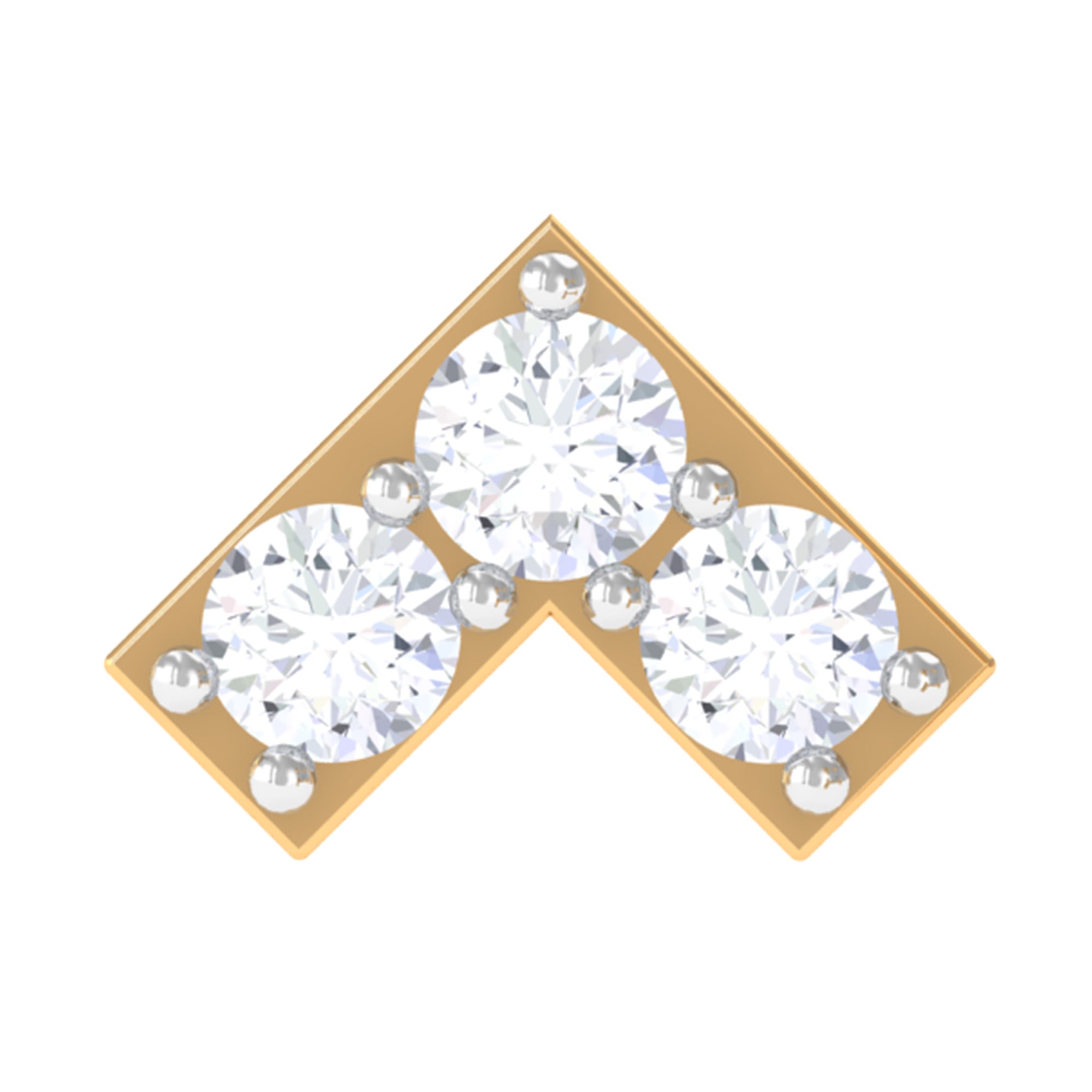 Round Moissanite Chevron Tragus Earring for Women D-VS1 - Rosec Jewels