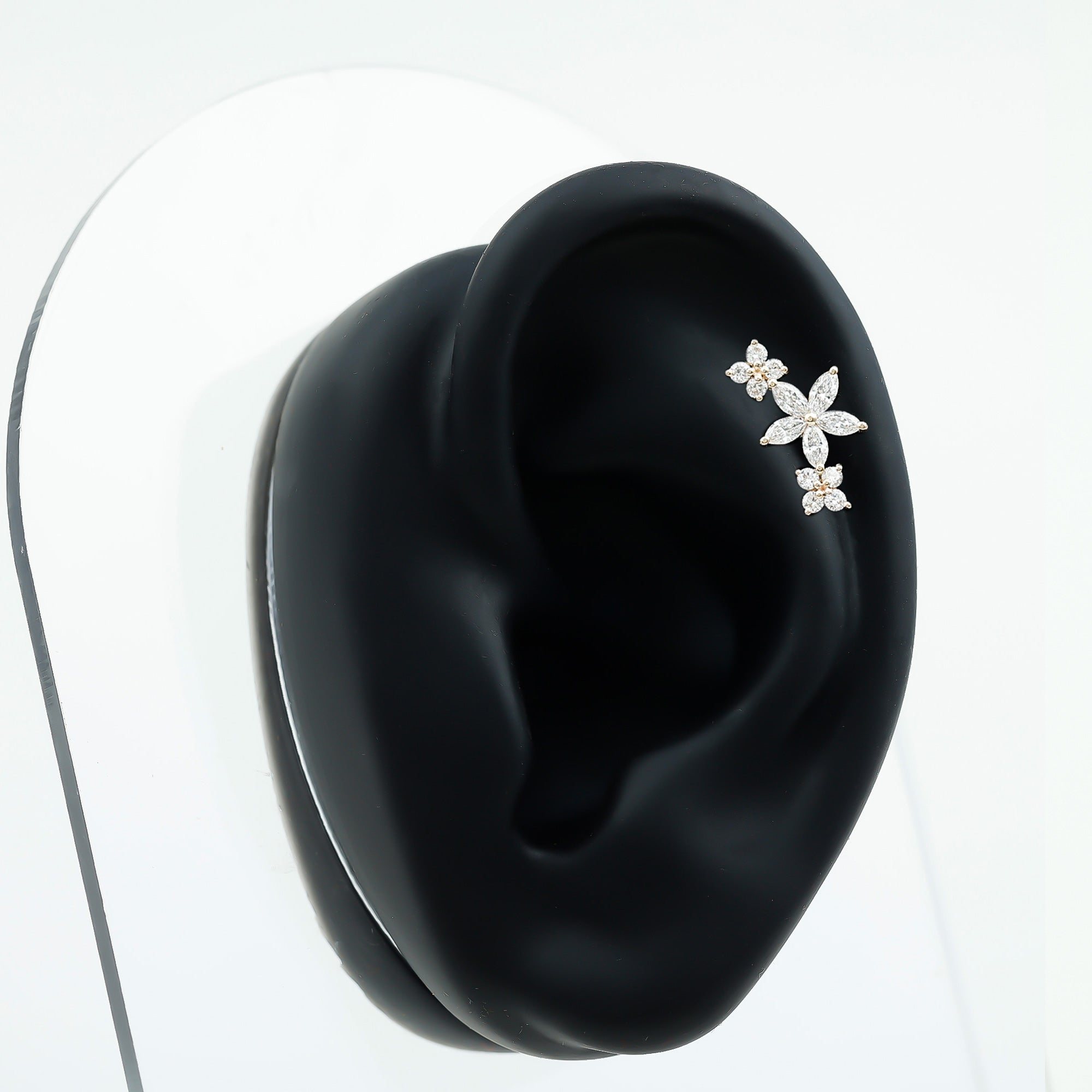 Certified Round Moissanite Flower Ear Crawler Earring D-VS1 - Rosec Jewels