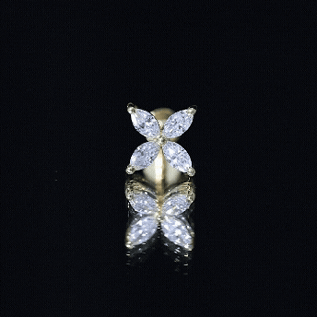 Marquise Cut Moissanite Flower Cartilage Earring D-VS1 - Rosec Jewels