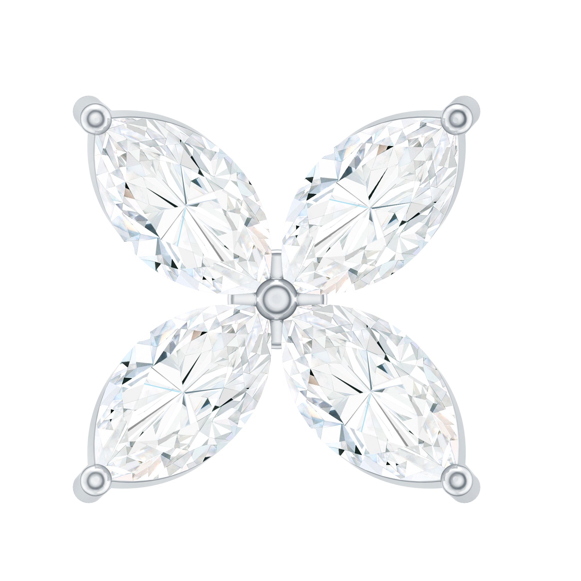 Marquise Cut Moissanite Flower Cartilage Earring D-VS1 - Rosec Jewels