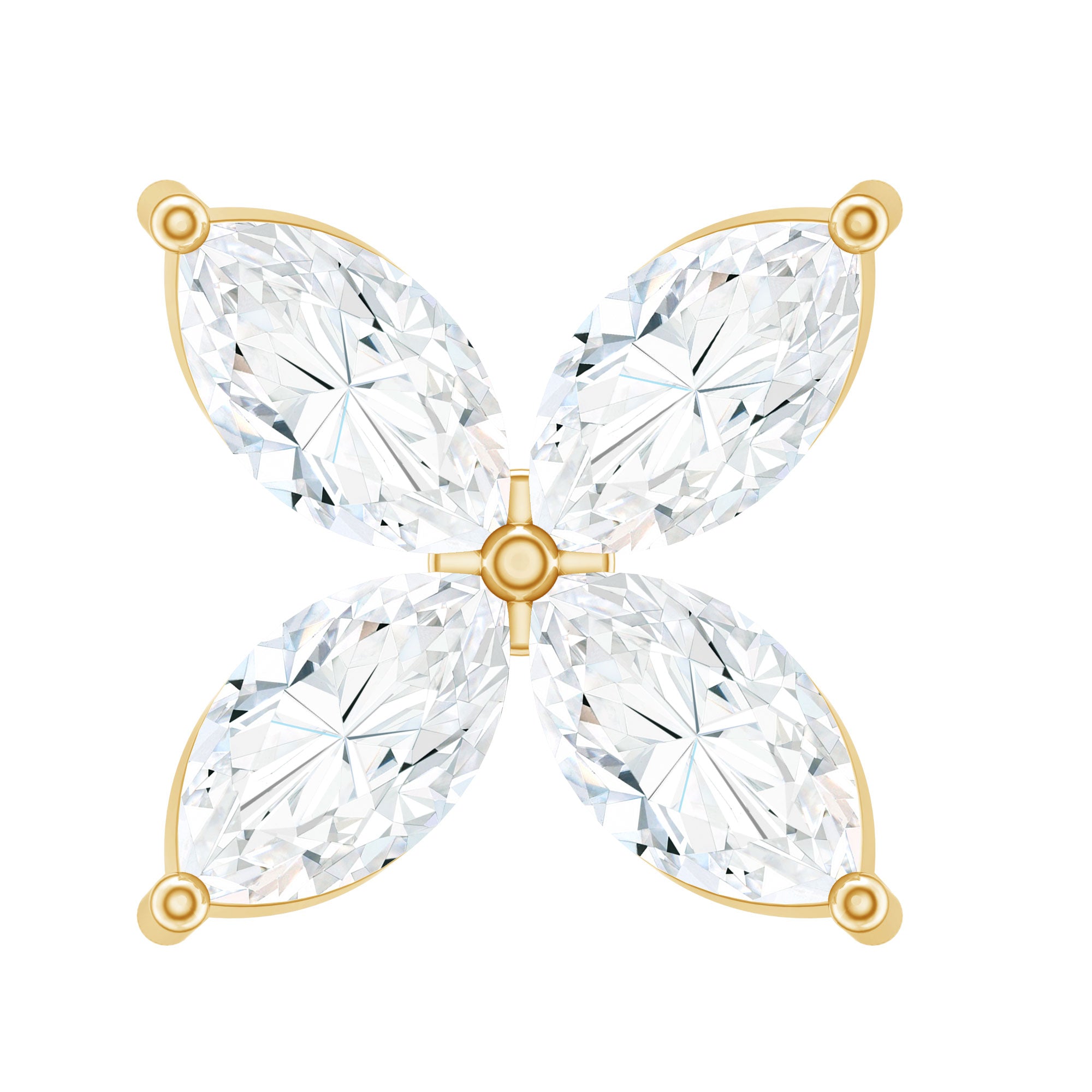 Marquise Cut Moissanite Flower Cartilage Earring D-VS1 - Rosec Jewels