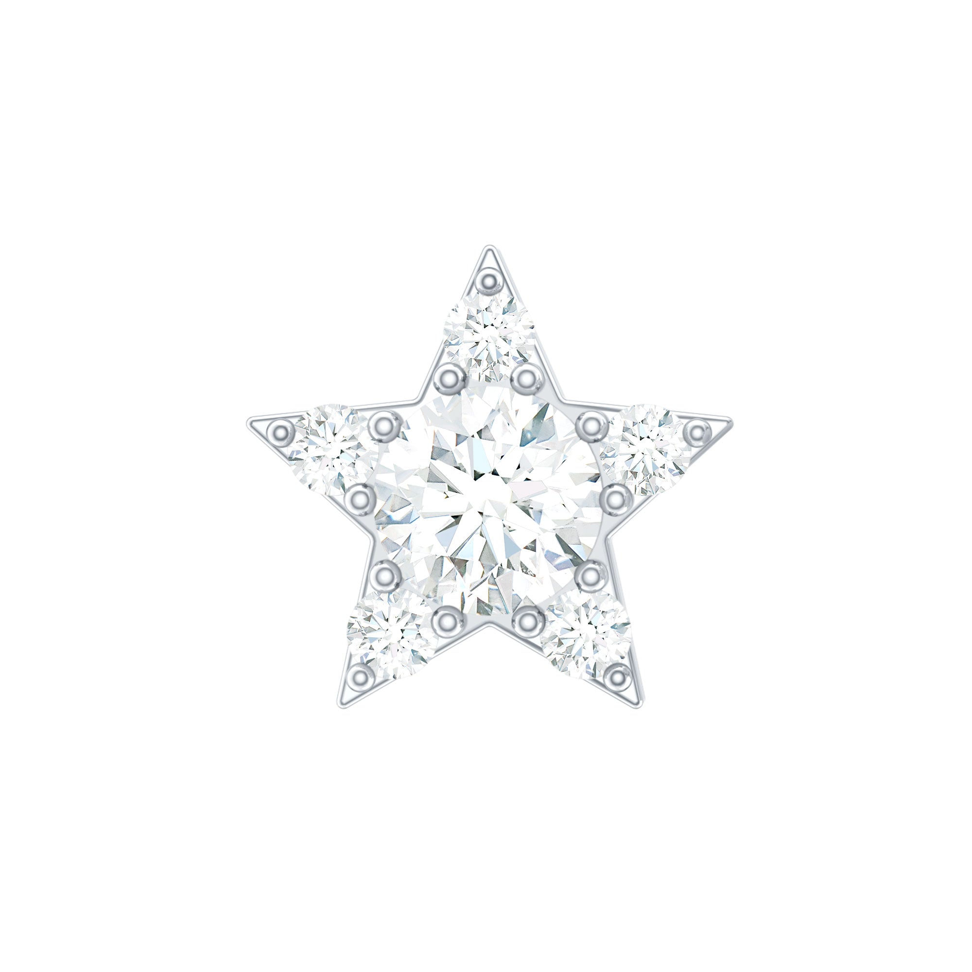 Dainty Moissanite Star Cartilage Earring with Flat Back D-VS1 - Rosec Jewels