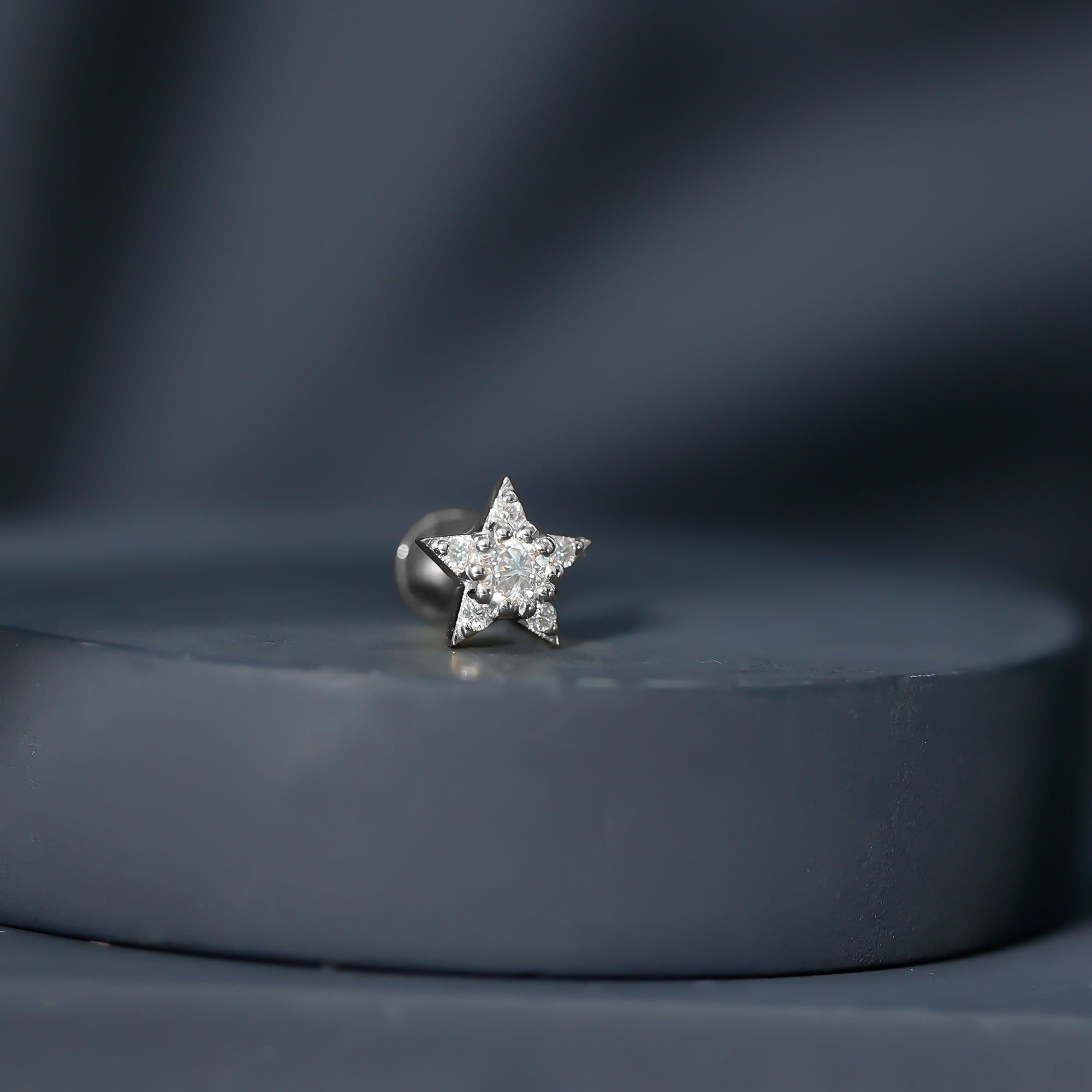 Dainty Moissanite Star Cartilage Earring with Flat Back D-VS1 - Rosec Jewels
