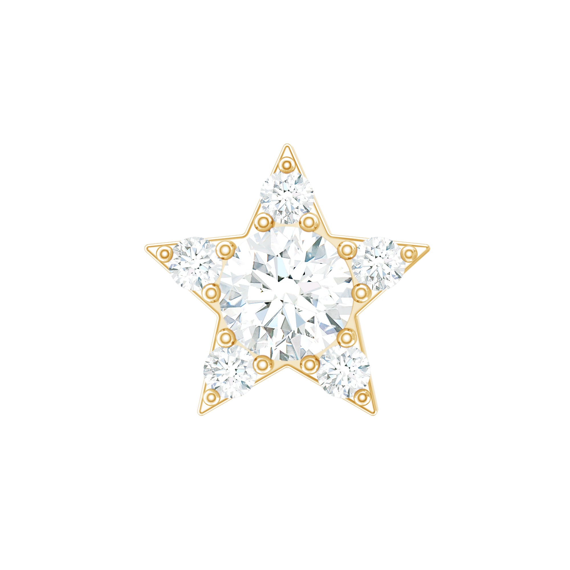 Dainty Moissanite Star Cartilage Earring with Flat Back D-VS1 - Rosec Jewels