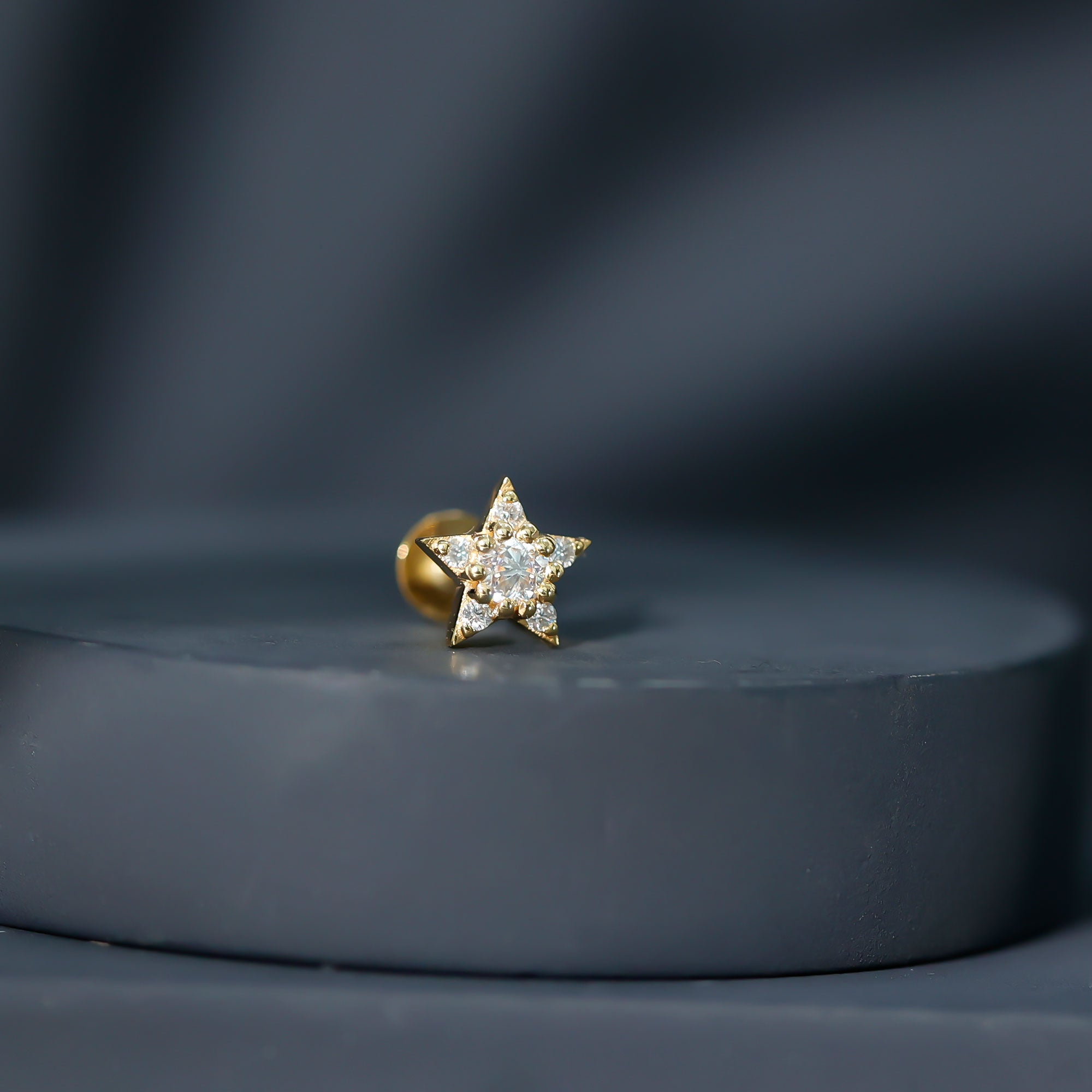Dainty Moissanite Star Cartilage Earring with Flat Back D-VS1 - Rosec Jewels