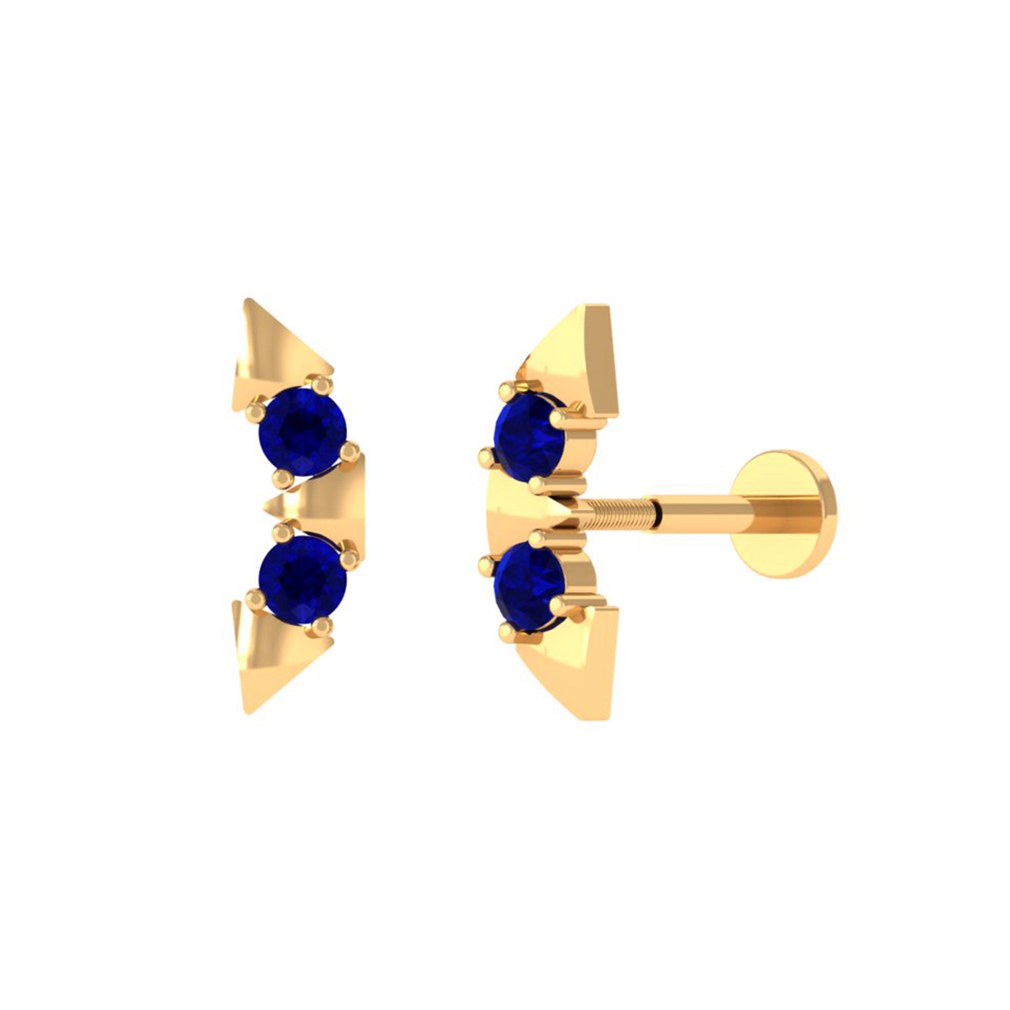 Rosec Jewels-Blue Sapphire Ear Crawler Earring for Helix Piercing