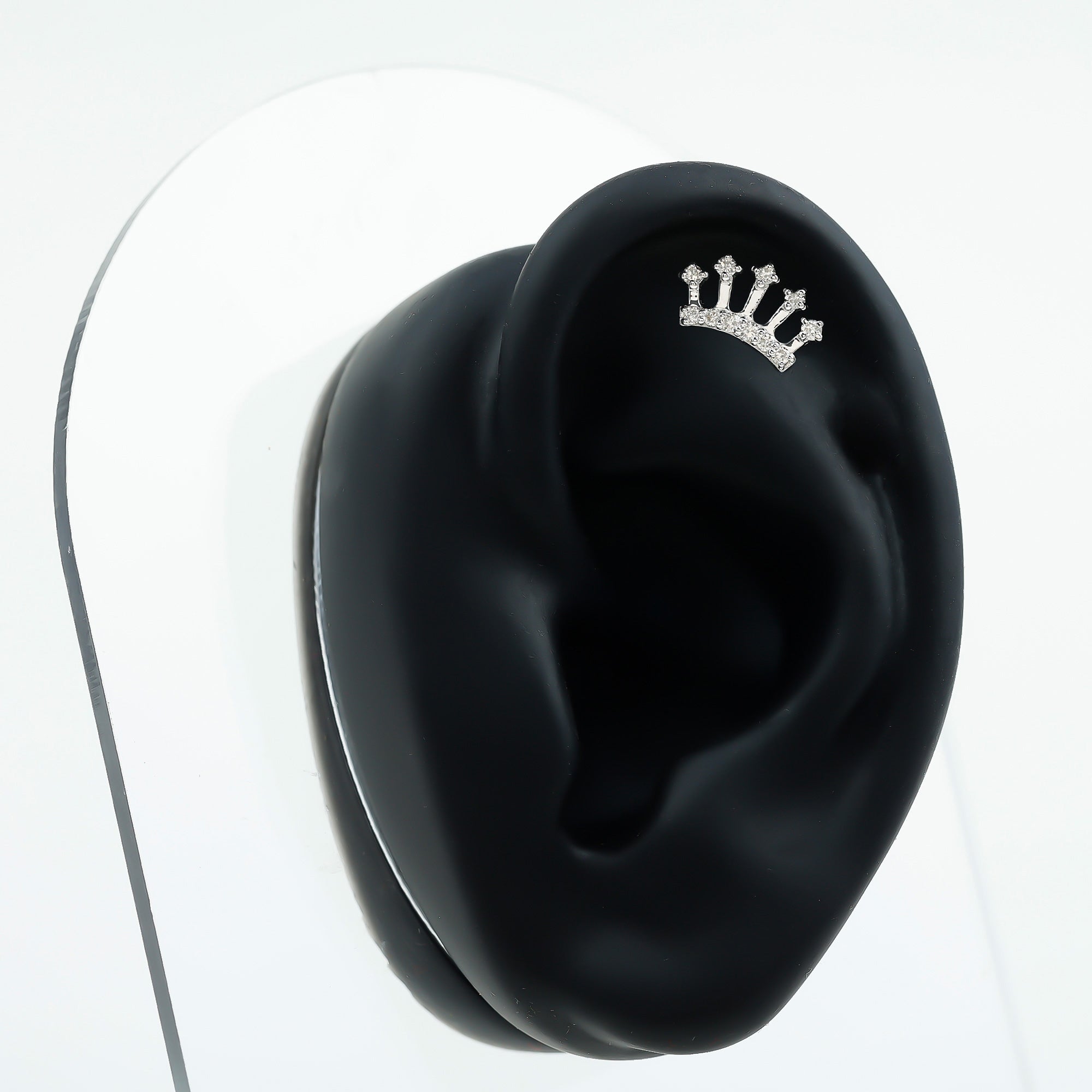 Certified Diamond Crown Earring for Helix Piercing Natural - ( HI-SI ) - Rosec Jewels
